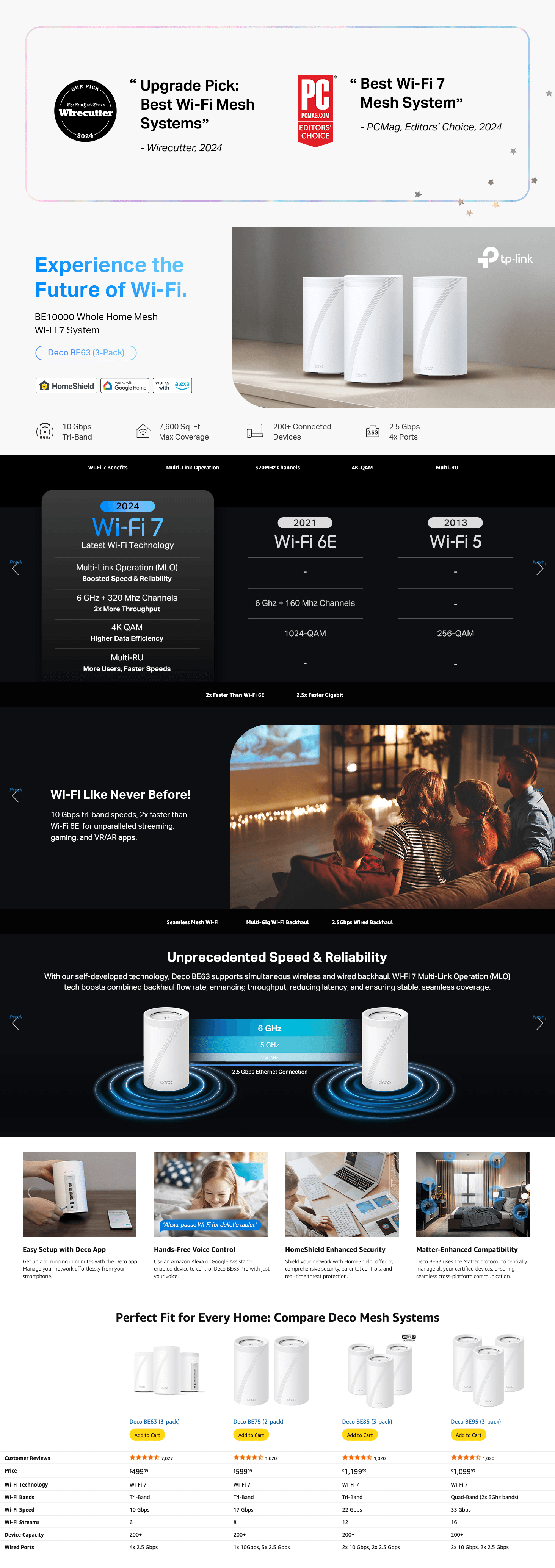 Amazon.com: TP-Link Tri-Band WiFi 7 BE10000 Whole Home Mesh System (Deco BE63): A+ Premium