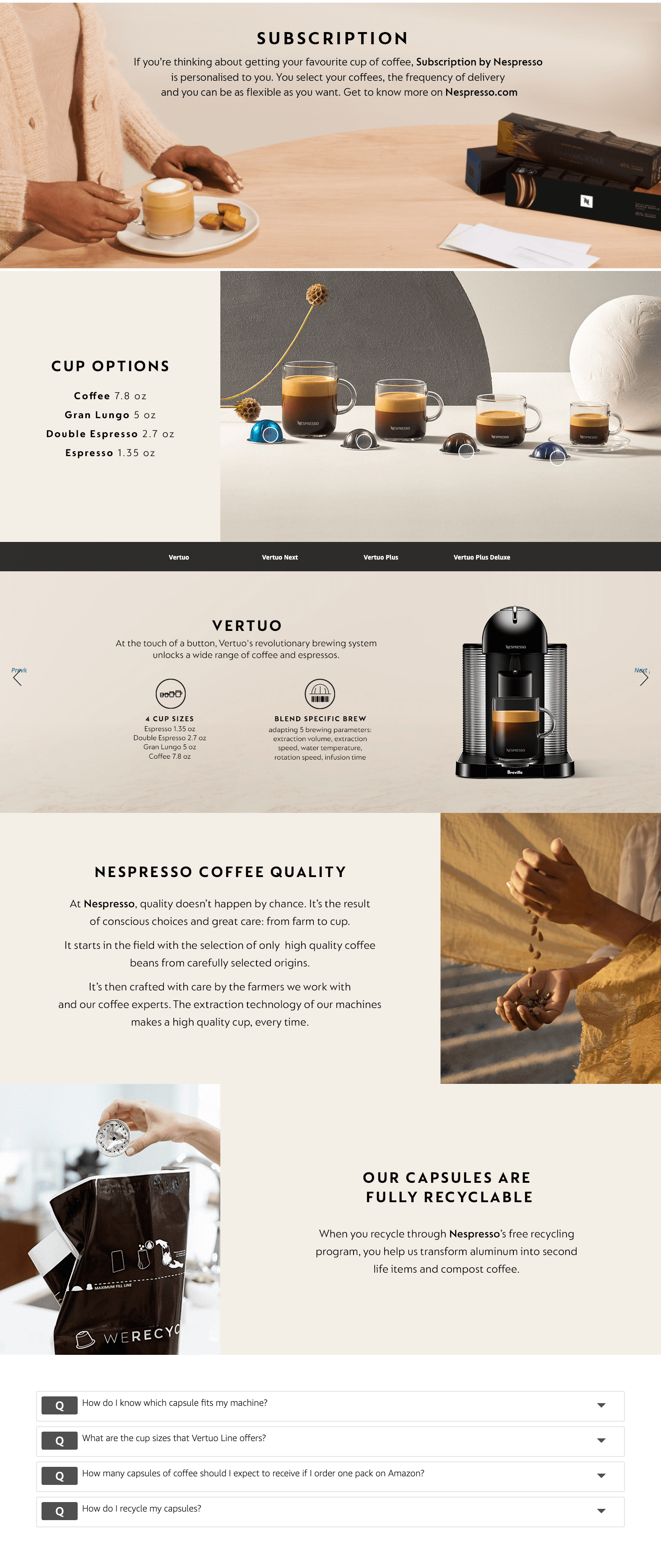 A+ Premium for Amazon.com: Nespresso Capsules Vertuo
