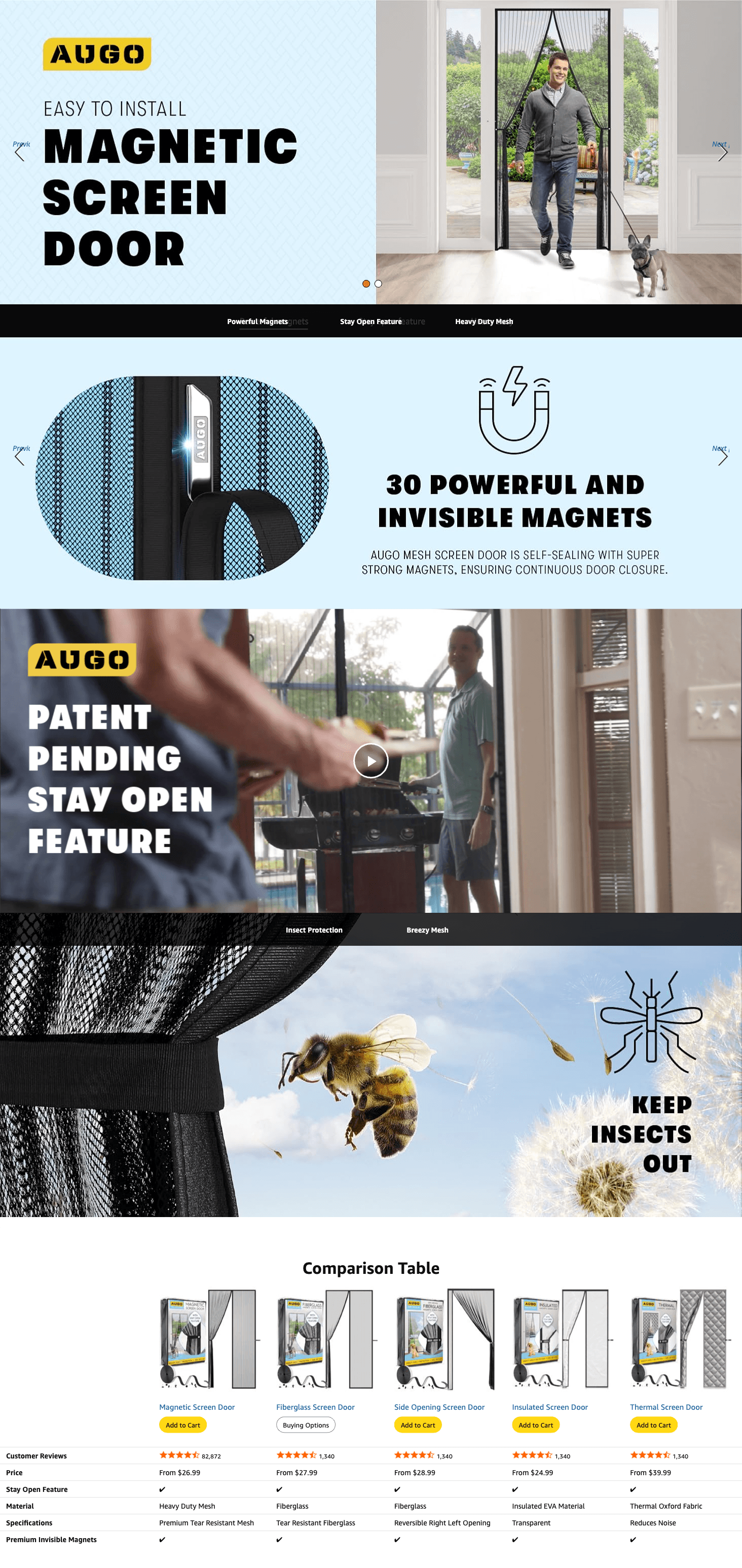 AUGO Magnetic Screen Door: A+ Premium