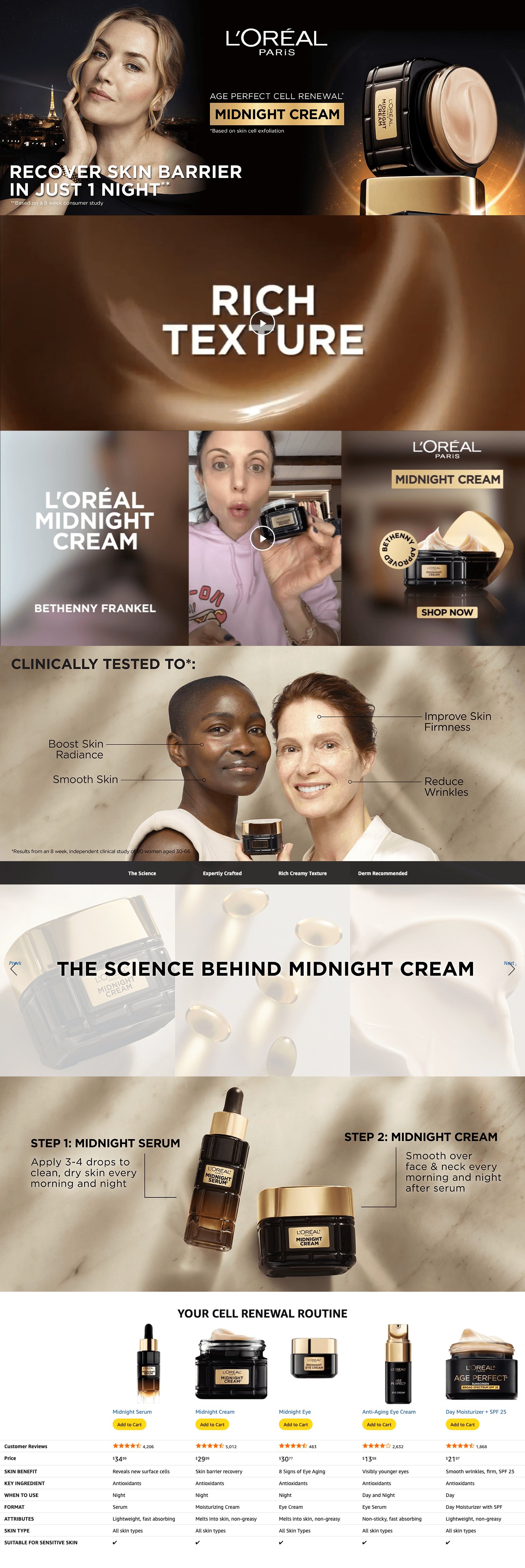 Amazon.com: L'Oreal Paris Age Perfect Anti-Aging Midnight Cream: A+ Premium