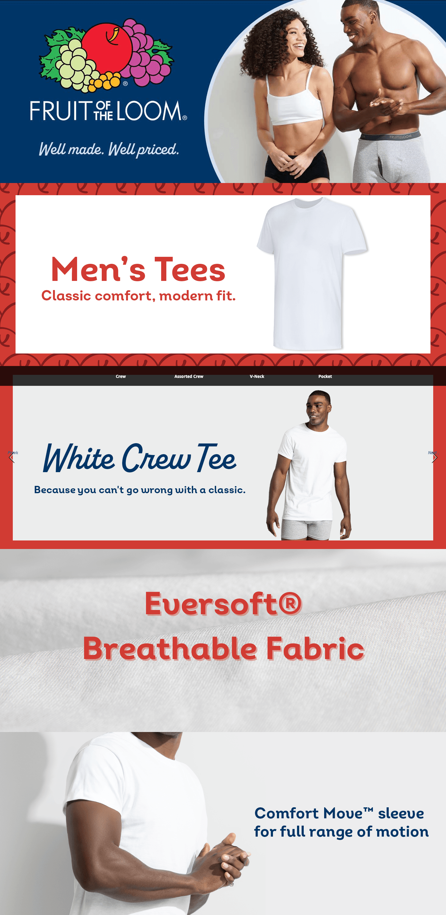Fruit of the Loom Men's Stay Tucked Crew T-Shirt: A+ Premium