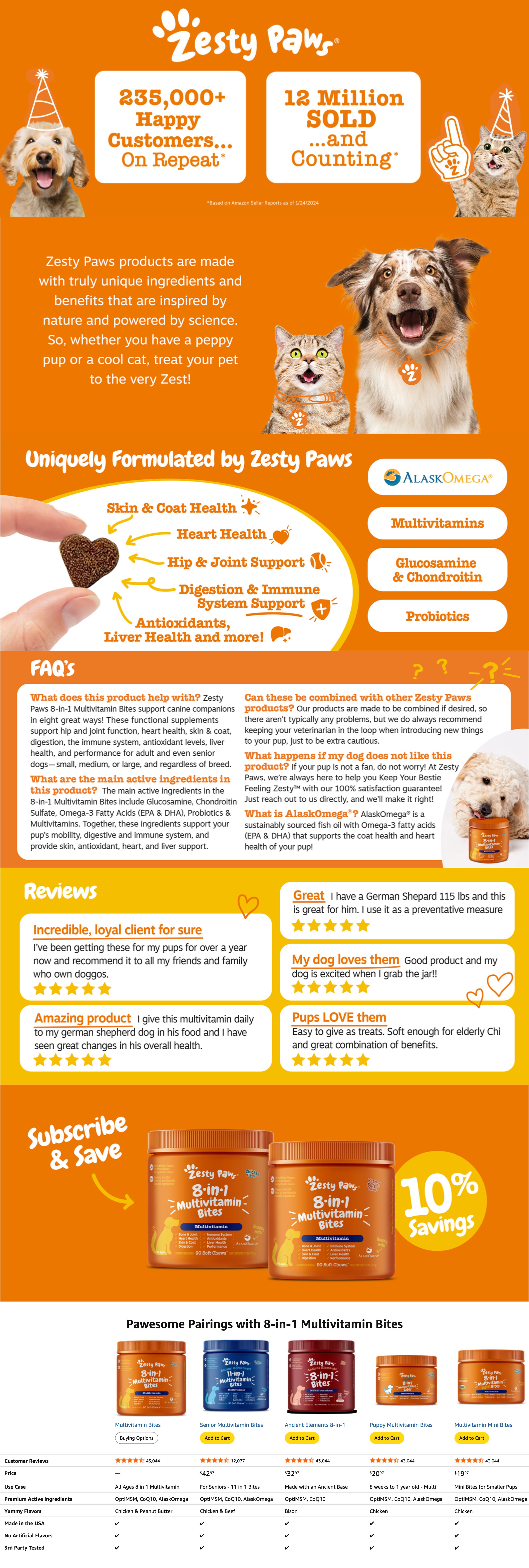 Amazon.com: Zesty Paws Multivitamin Treats for Dogs: A+ Premium