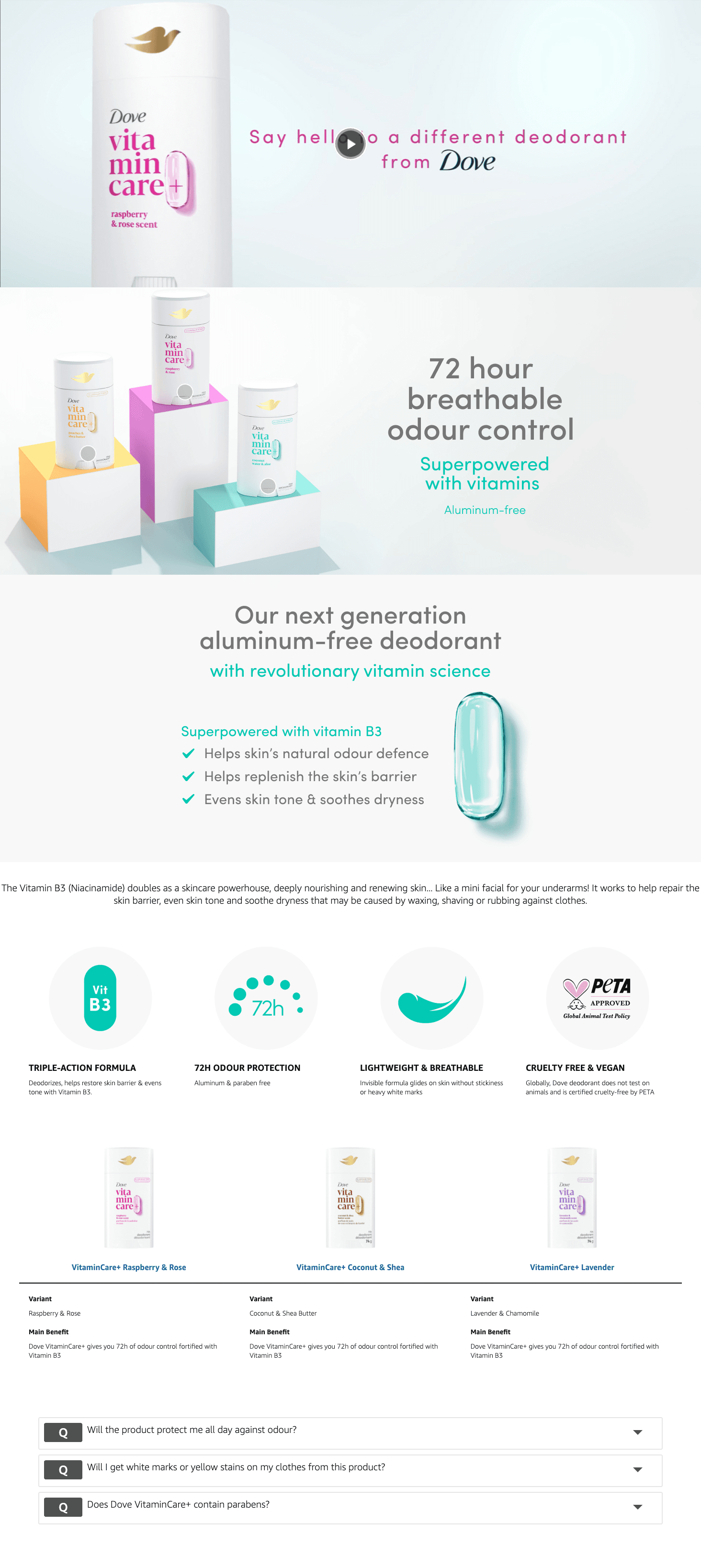 A+ Premium for Amazon.com : Dove VitaminCare+ Aluminum Free Deodorant Stick Coconut Water & Aloe for…