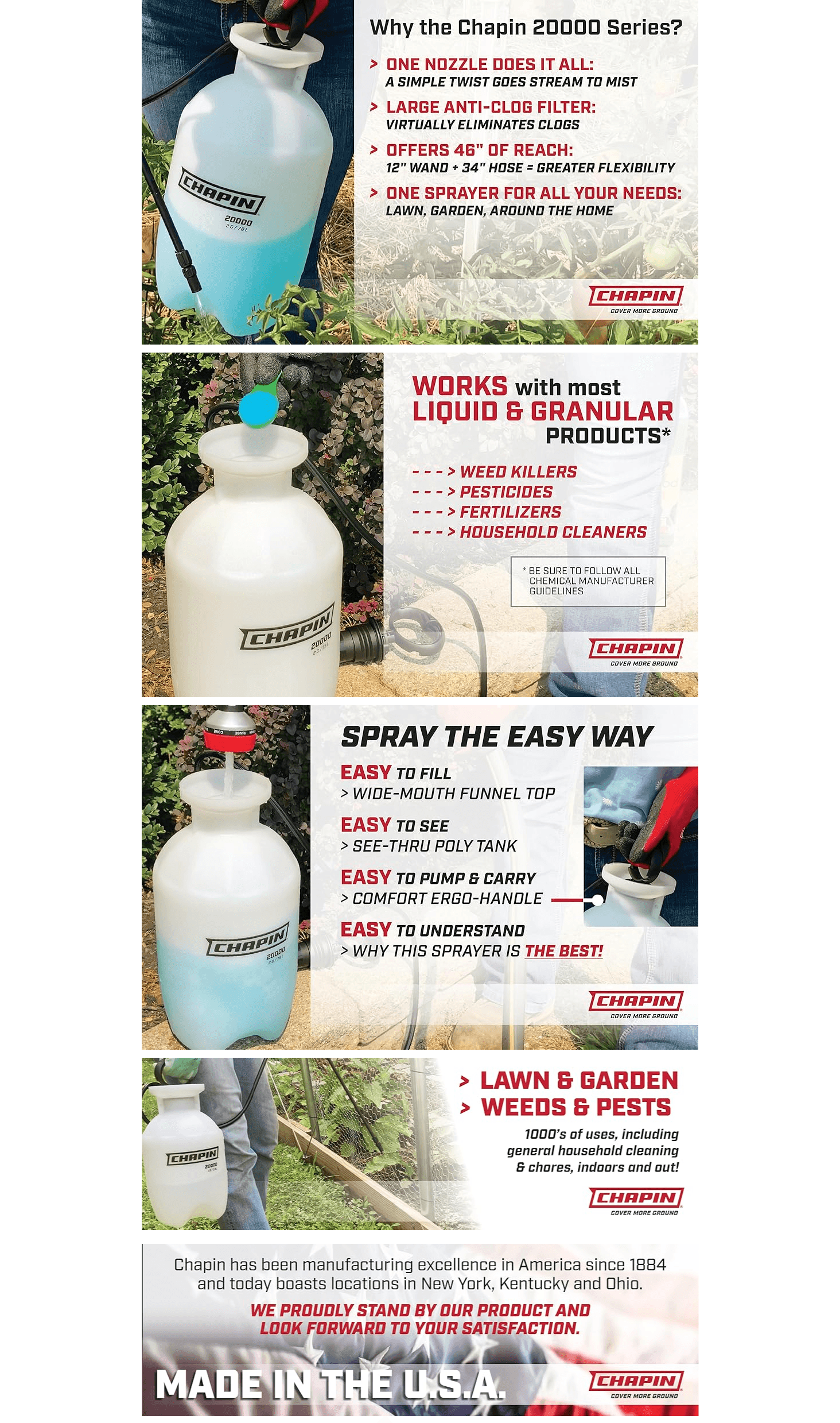 Amazon.com : Chapin 20000 Made in USA 1 -Gallon Lawn and Garden Pump Pressured Sprayer: A+ Premium