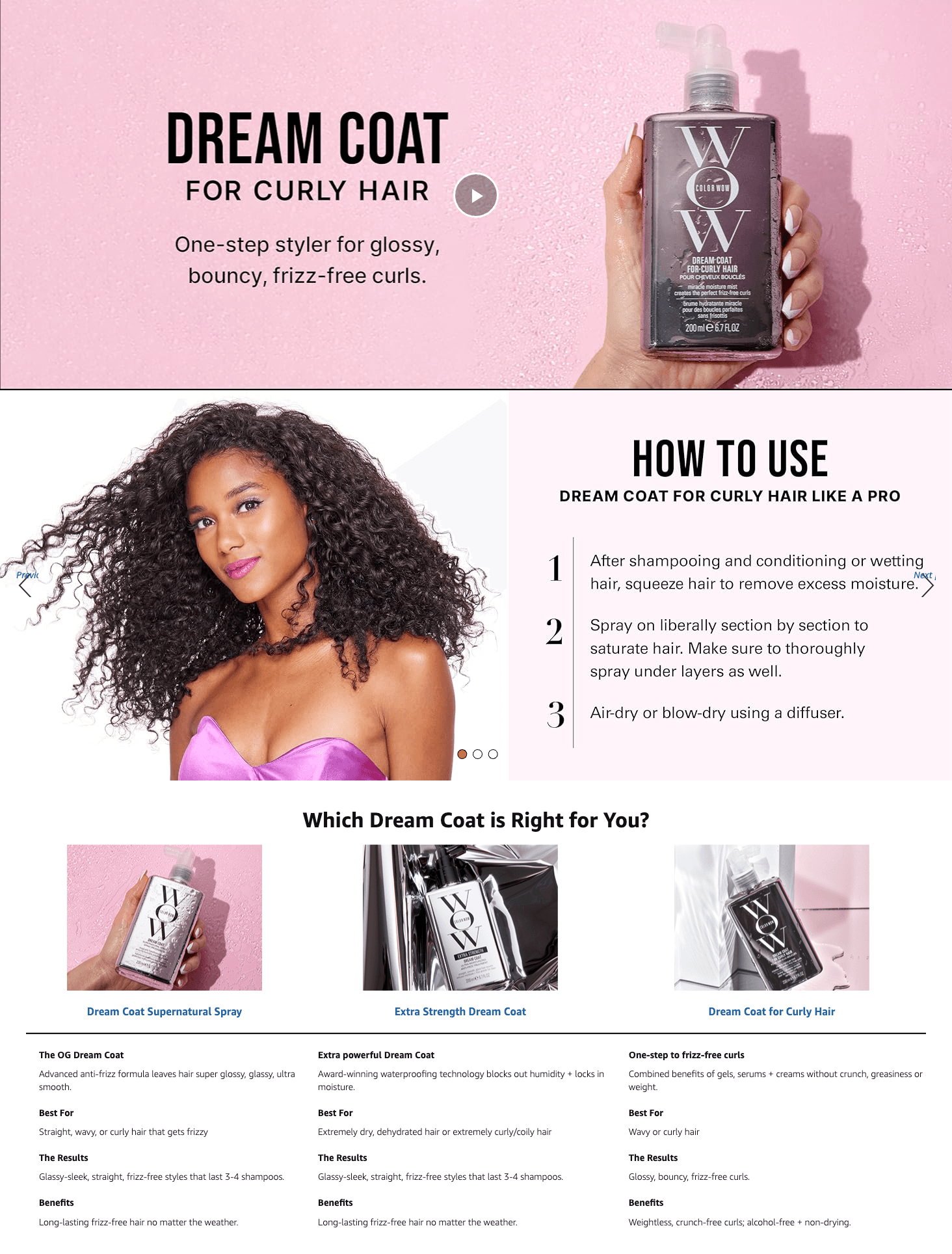 Amazon.com: COLOR WOW Dream Coat for Curly Hair: A+ Premium