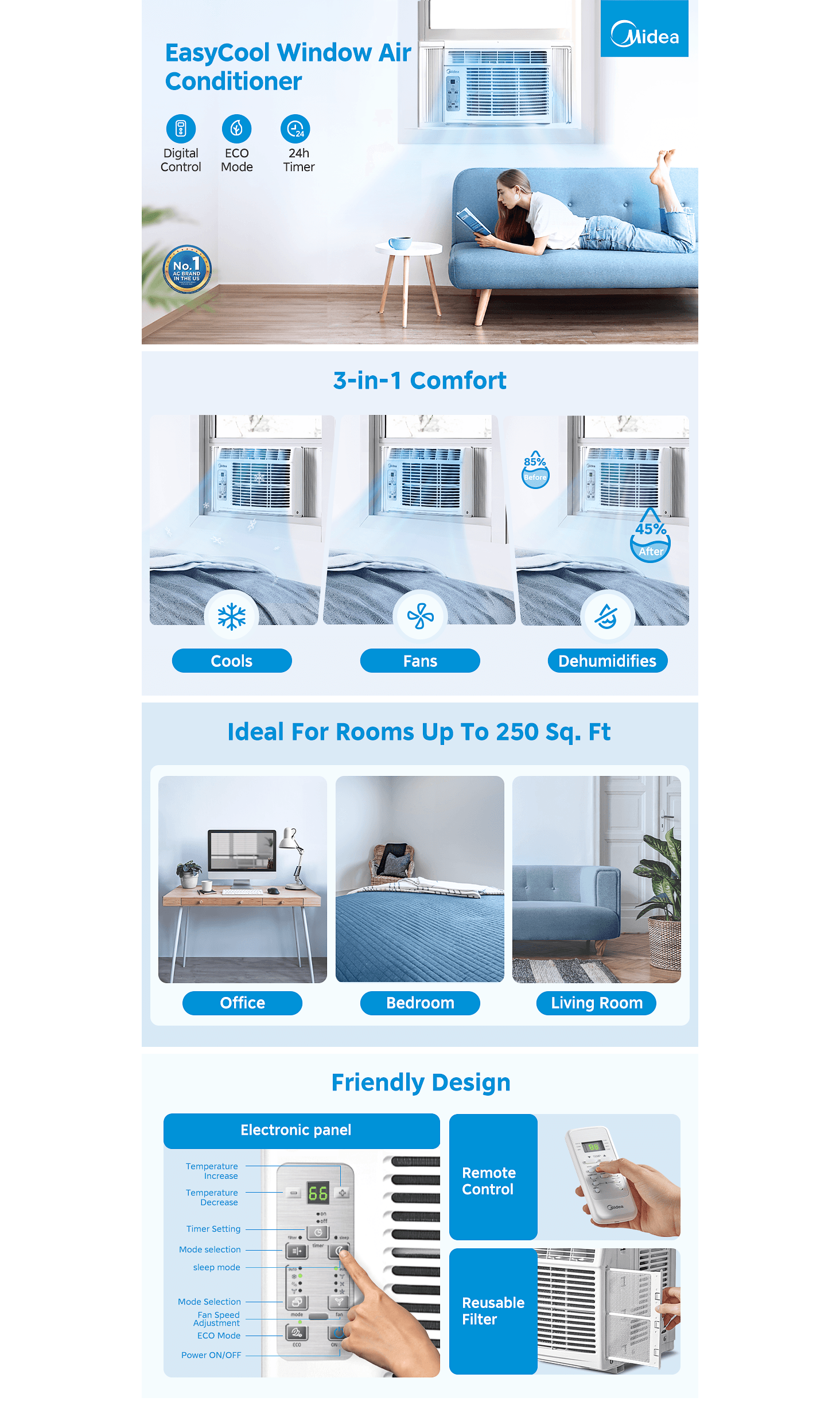 Amazon.com: Midea 6,000 BTU Window Air Conditioner: A+ Premium