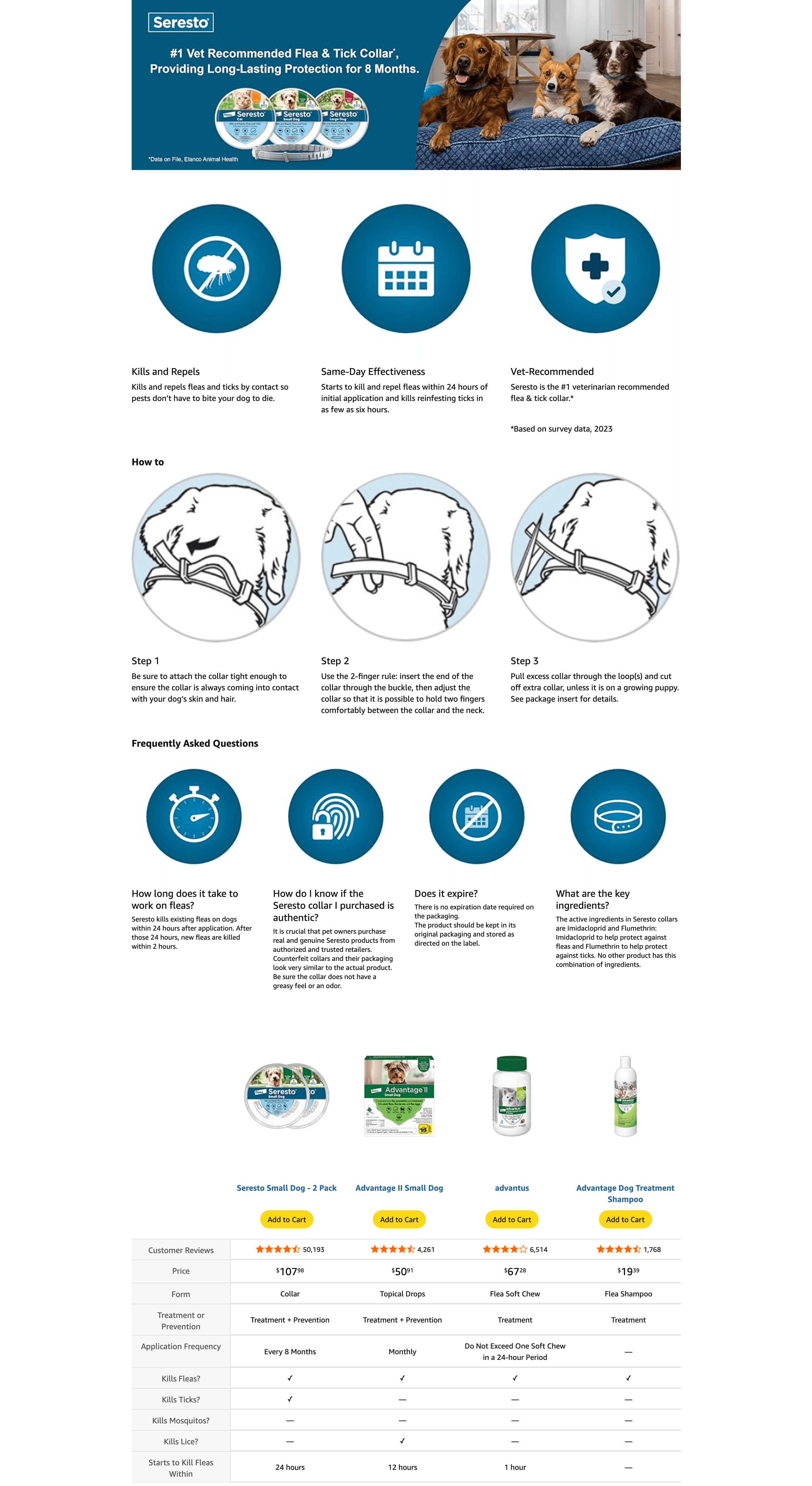 Amazon.com: Seresto Small Dog Vet-Recommended Flea & Tick Treatment & Prevention Collar…: A+ Premium