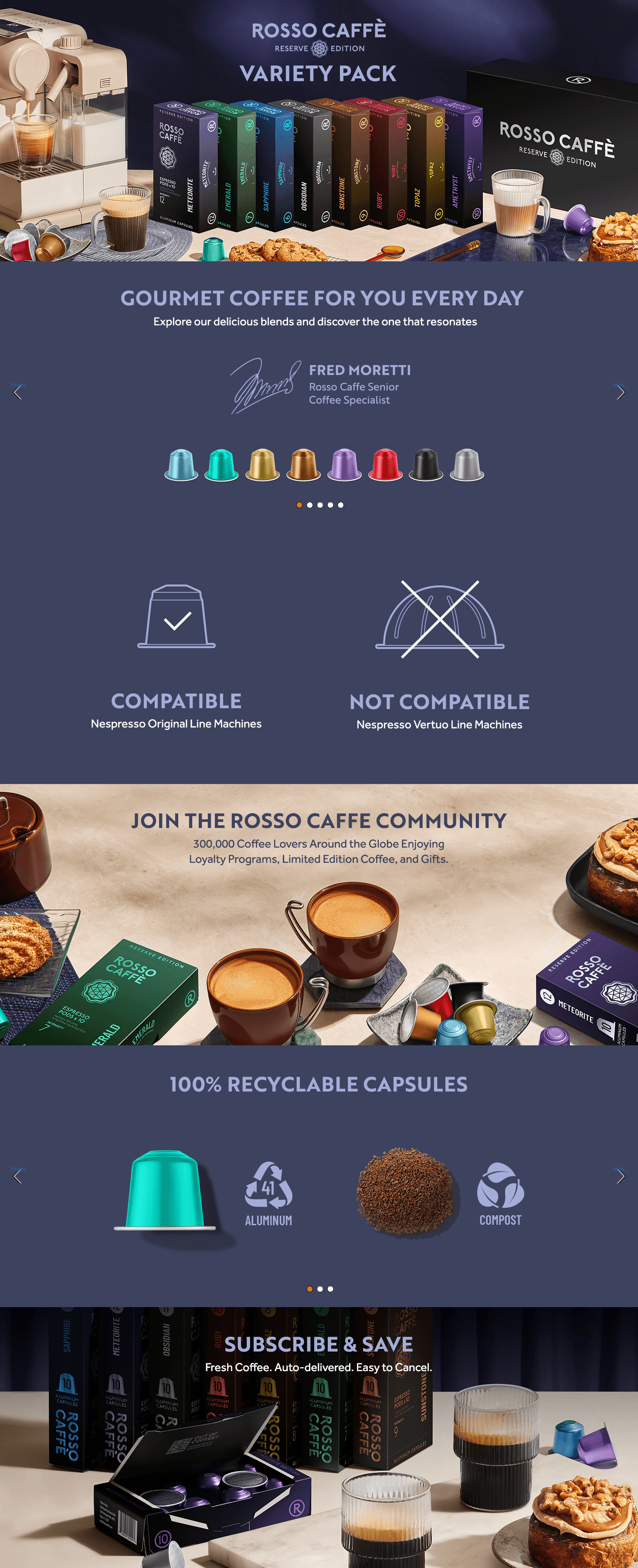 A+ Premium for Amazon.com: ROSSO CAFFÈ Espresso Coffee Pods for Nespresso Original Machines
