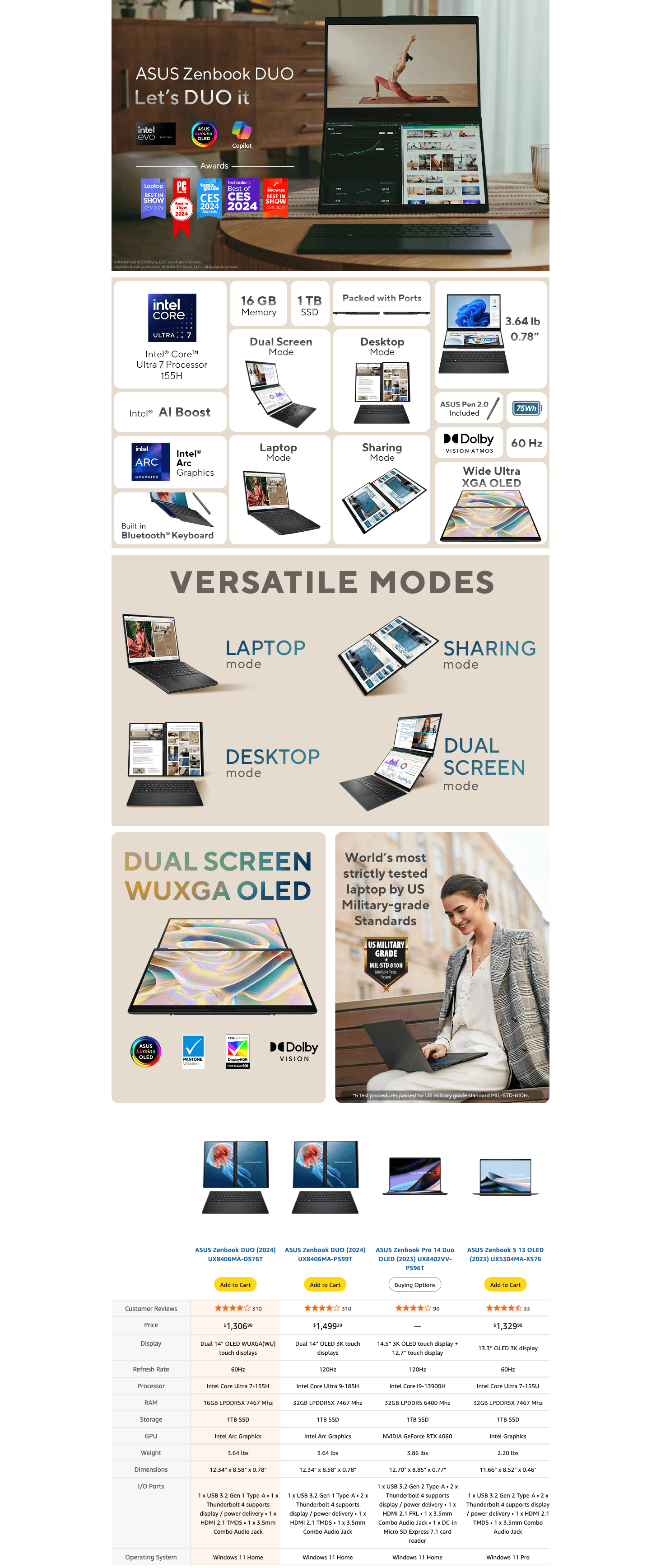 Amazon.com: ASUS Zenbook Duo Laptop: A+ Premium