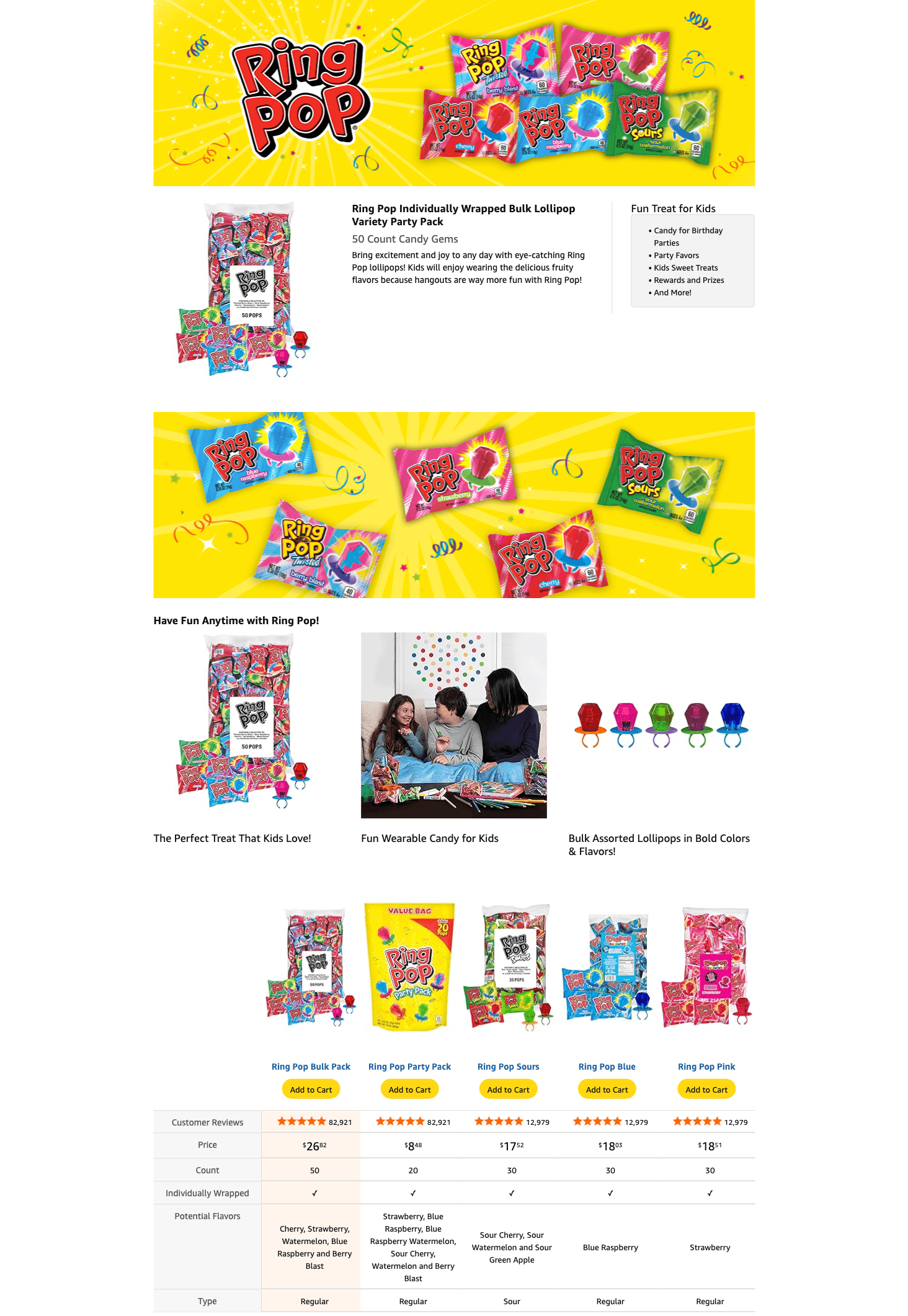 A+ Premium for Amazon.com : Ring Pop Lollipops