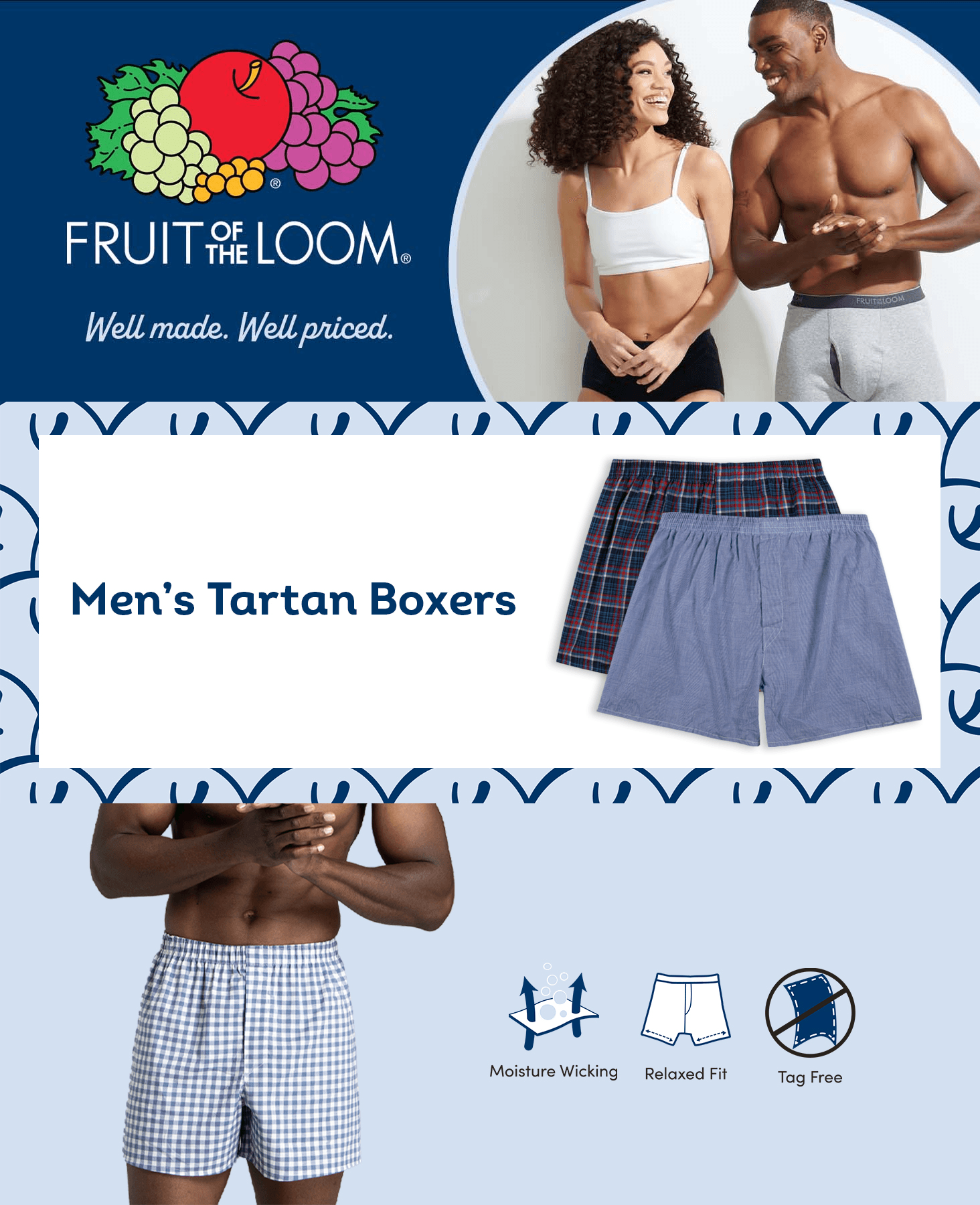 Fruit of the Loom Men's Tag Free Woven Boxer Shorts: A+ Premium