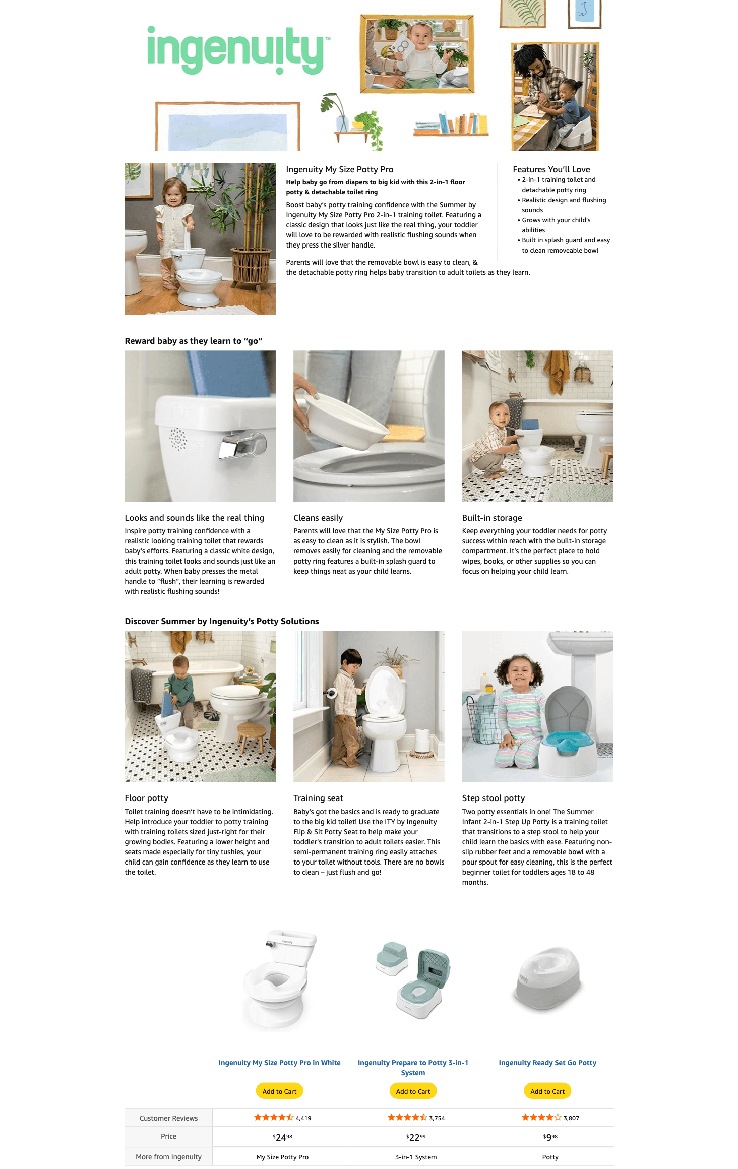 Amazon.com: Summer Infant by Ingenuity My Size Potty Pro in White: A+ Premium