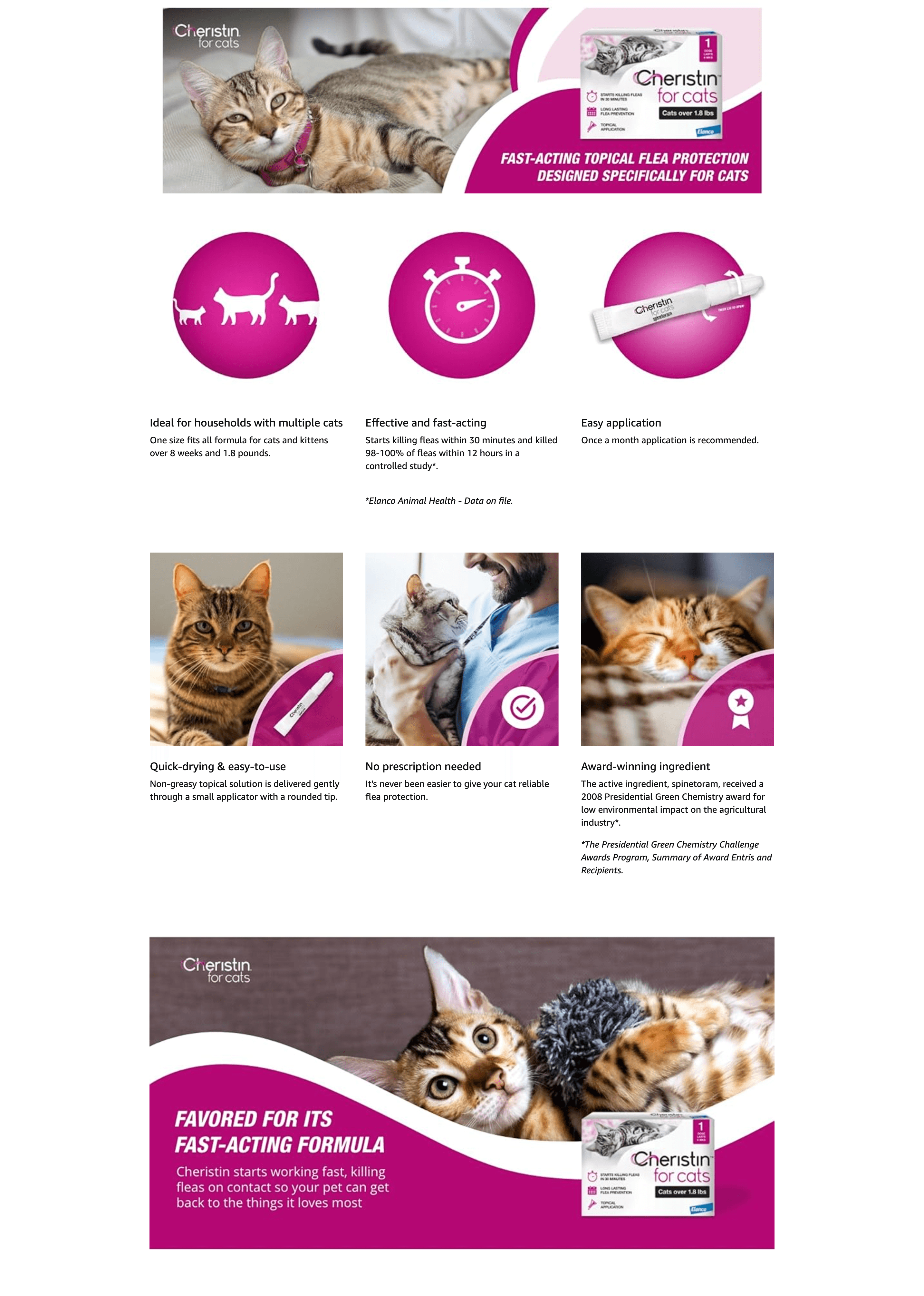Amazon.com : Cheristin Flea Treatment & Prevention for Cats: A+ Premium