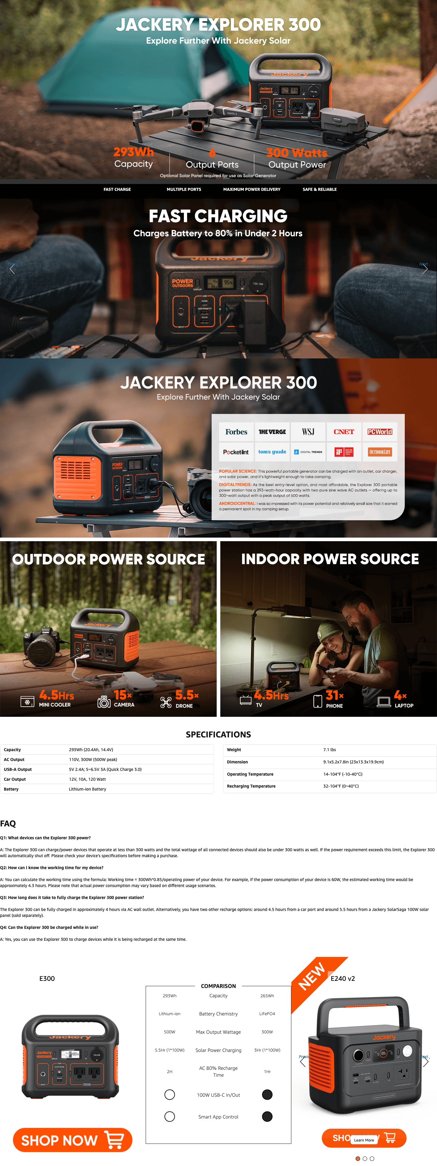 Amazon.com : Jackery Portable Power Station Explorer 300: A+ Premium