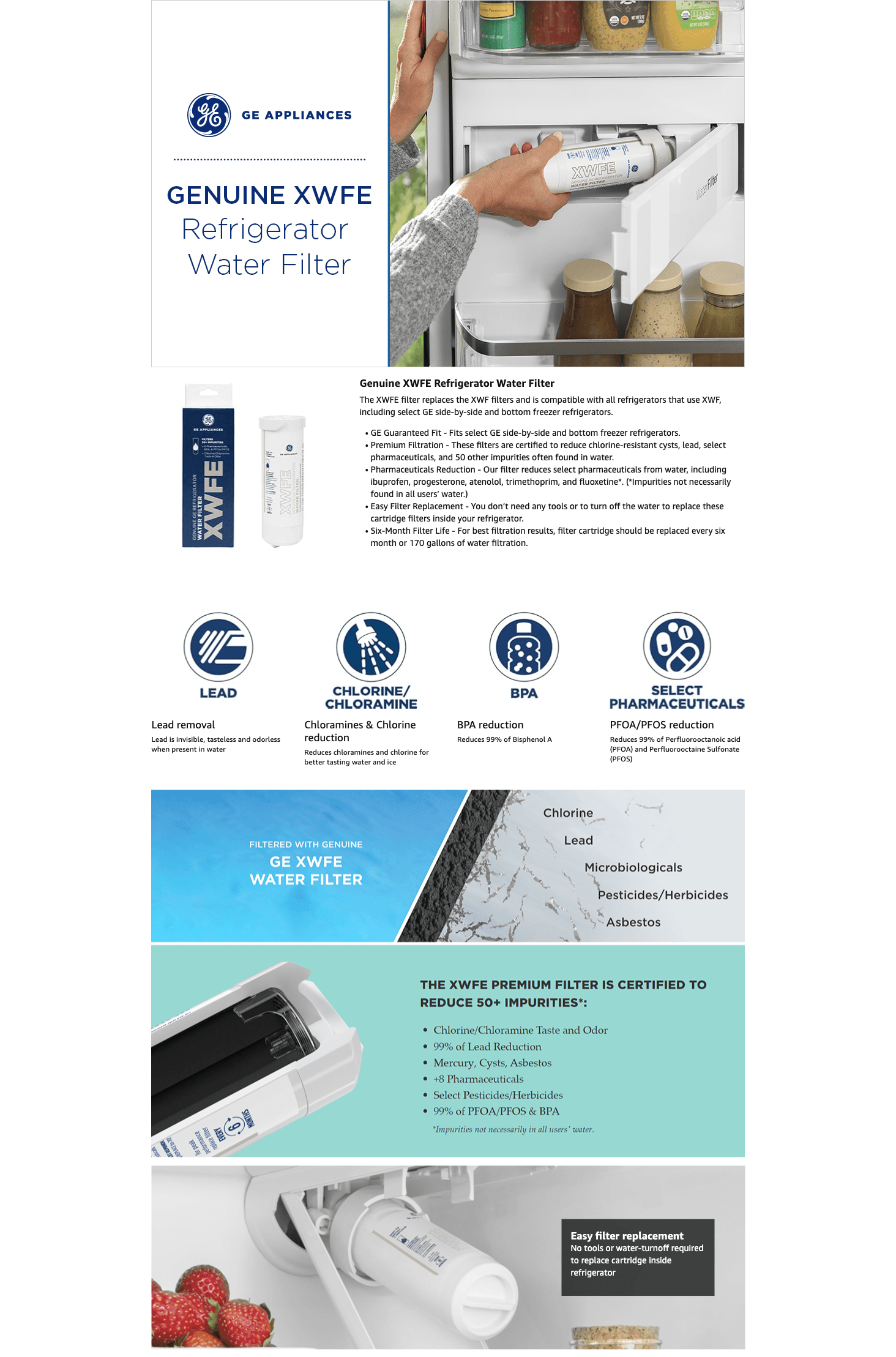Amazon.com: GE XWFE Refrigerator Water Filter: A+ Premium