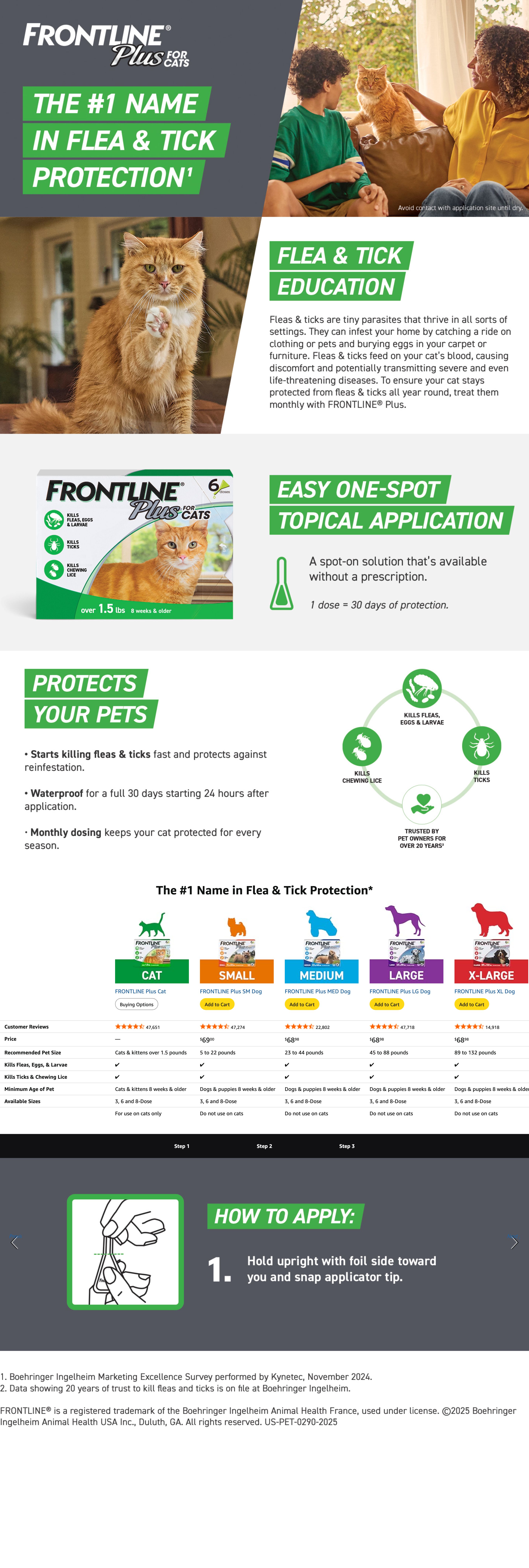 Amazon.com : Frontline Plus Flea and Tick Treatment for Cats Over 1.5 lbs. 6 Treatments…: A+ Premium