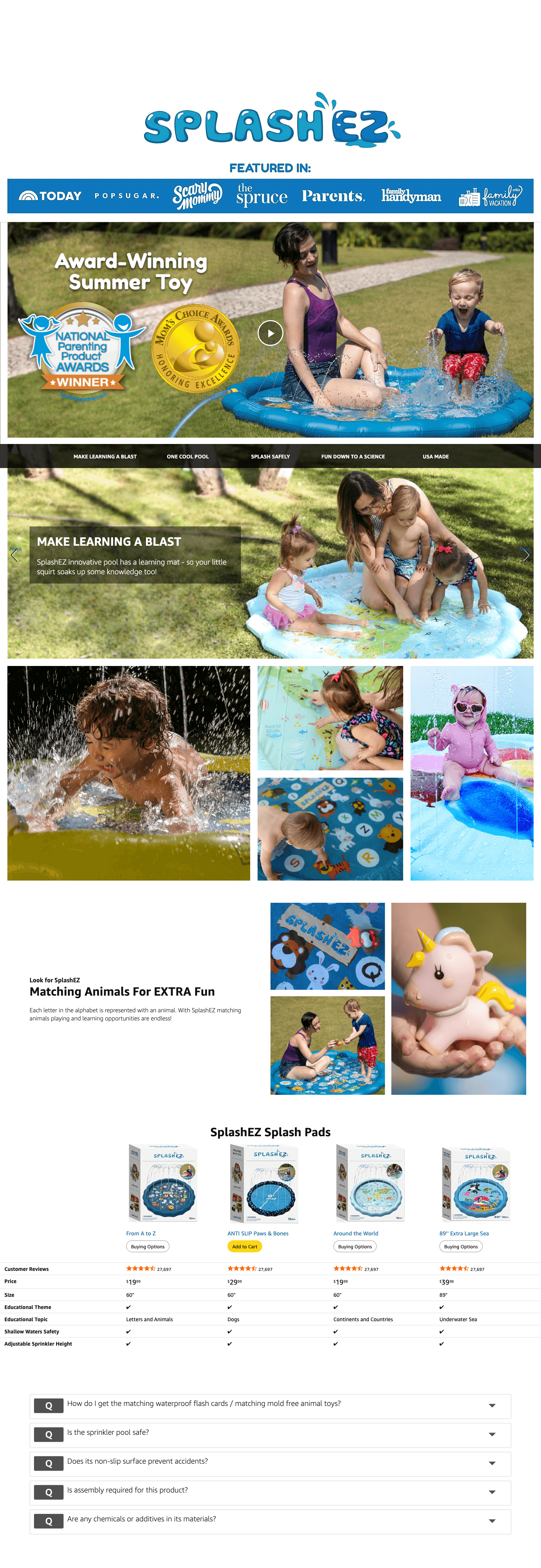 Amazon.com: SplashEZ 3-in-1 Splash Pad: A+ Premium