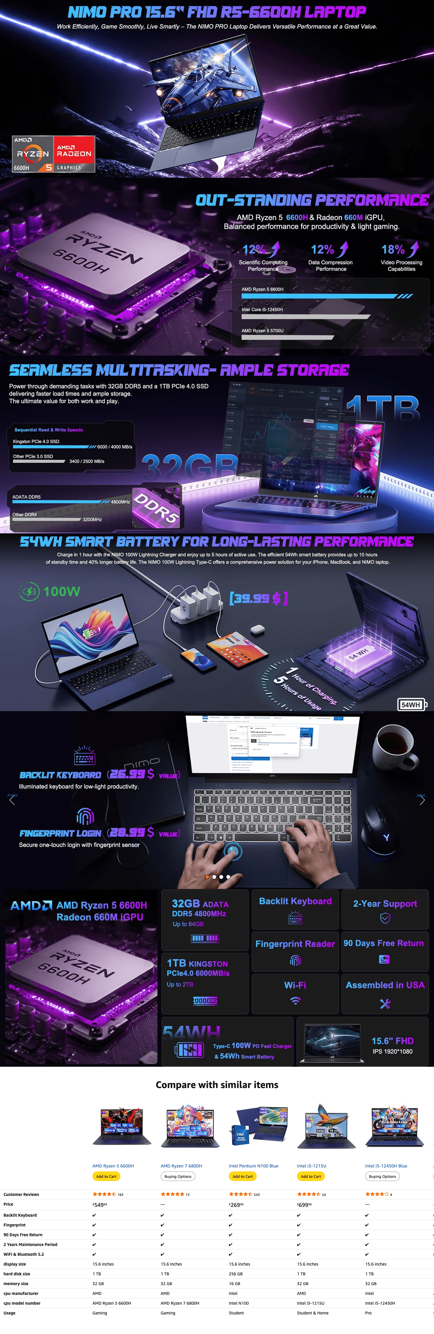 Amazon.com: NIMO 15.6" IPS FHD-Gaming-Laptop: A+ Premium