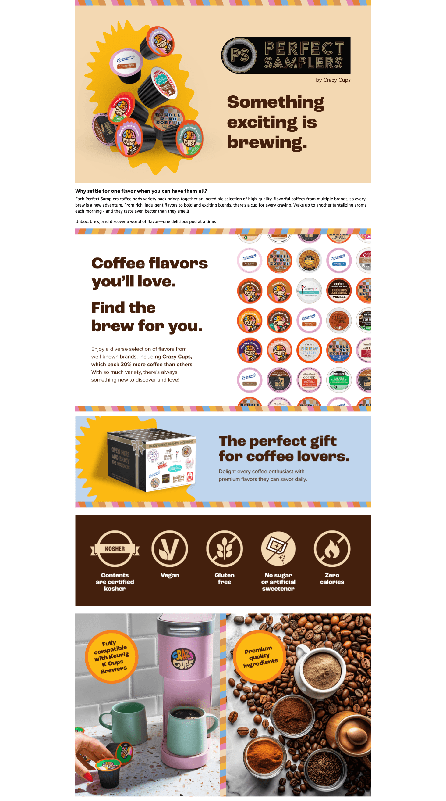 Amazon.com: Flavored Coffee Pods Variety Pack for Keurig K Cups Brewers: A+ Premium