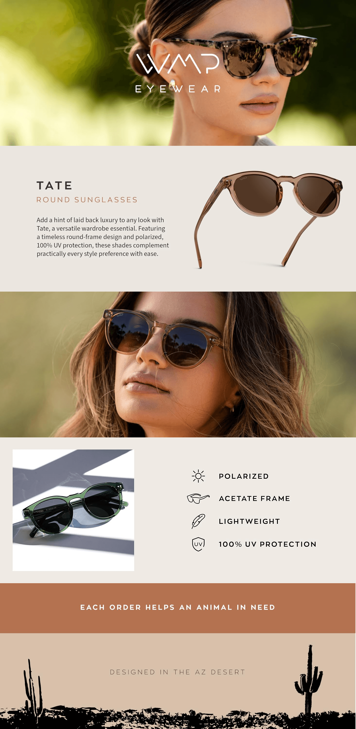 Amazon.com: WearMe Pro Polarized Classic Round Retro Women's Sunglasses (Light Crystal…: A+ Premium