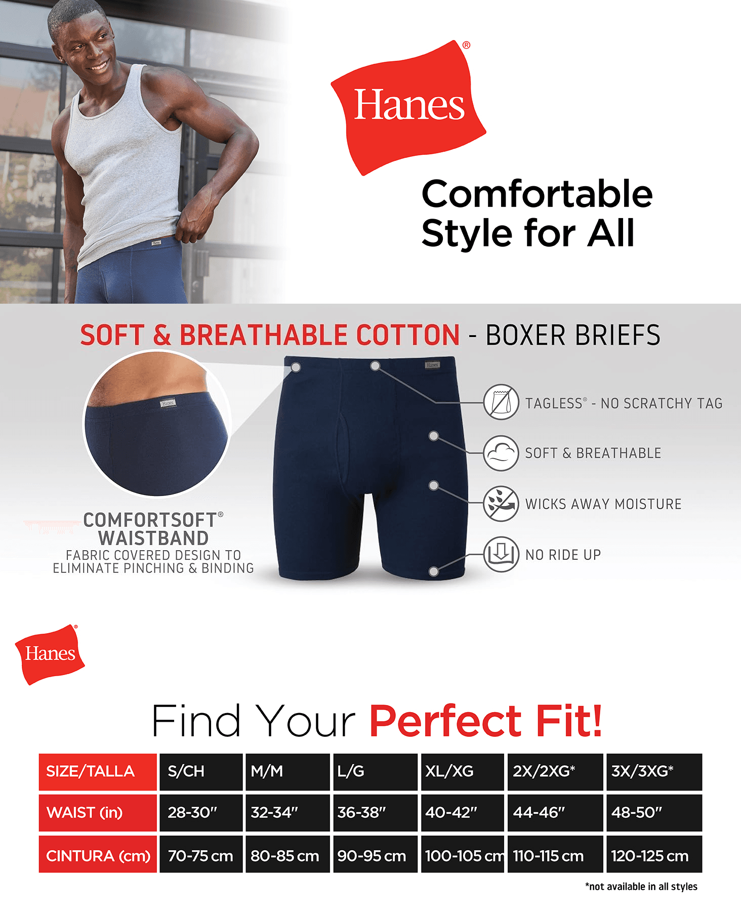 A+ Premium for Hanes mens Tagless Comfortsoft Waistband