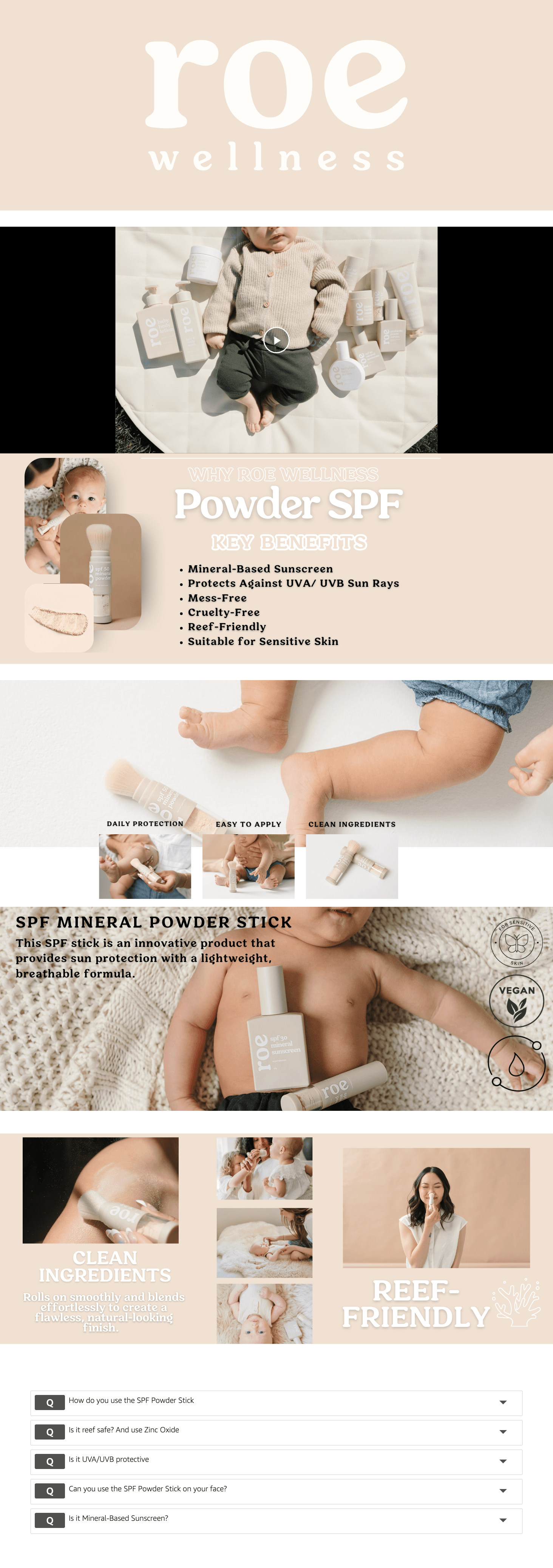 Amazon.com: Roe Wellness- Kids SPF 50 Brush On Mineral Sunscreen Powder: A+ Premium