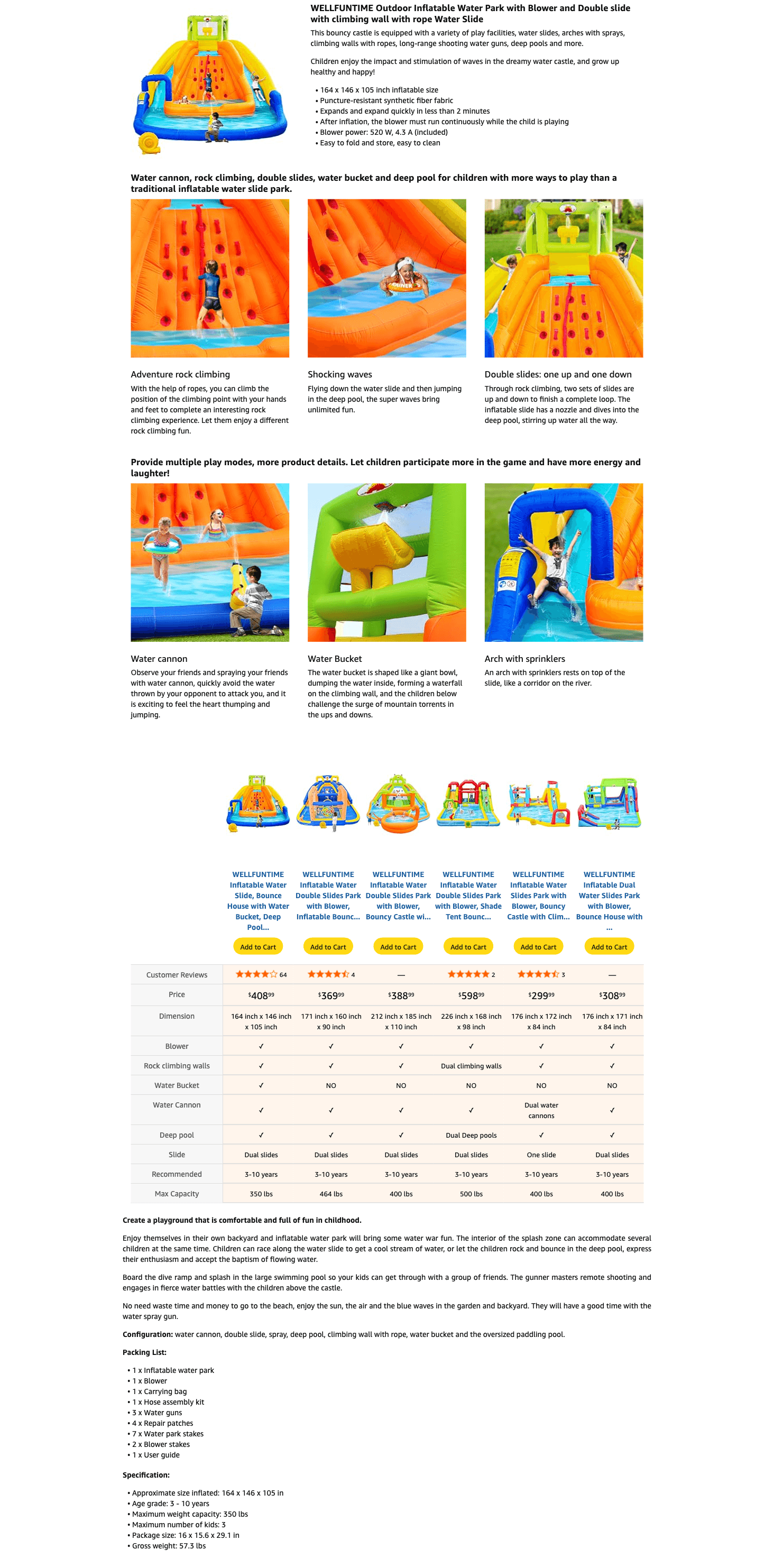 Amazon.com: WELLFUNTIME Inflatable Water Slide: A+ Premium