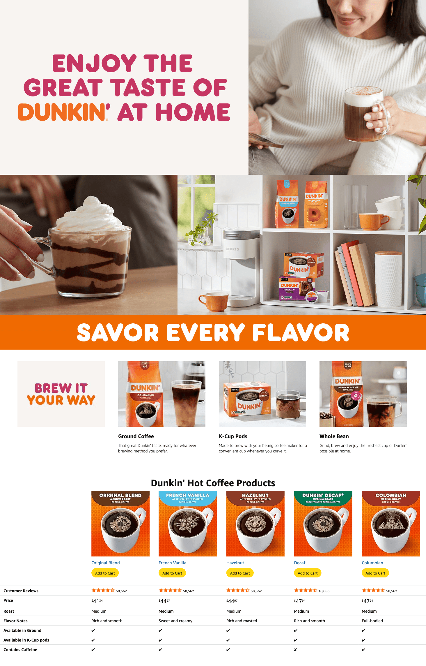 A+ Premium for Amazon.com: Dunkin' Original Blend Medium Roast Coffee