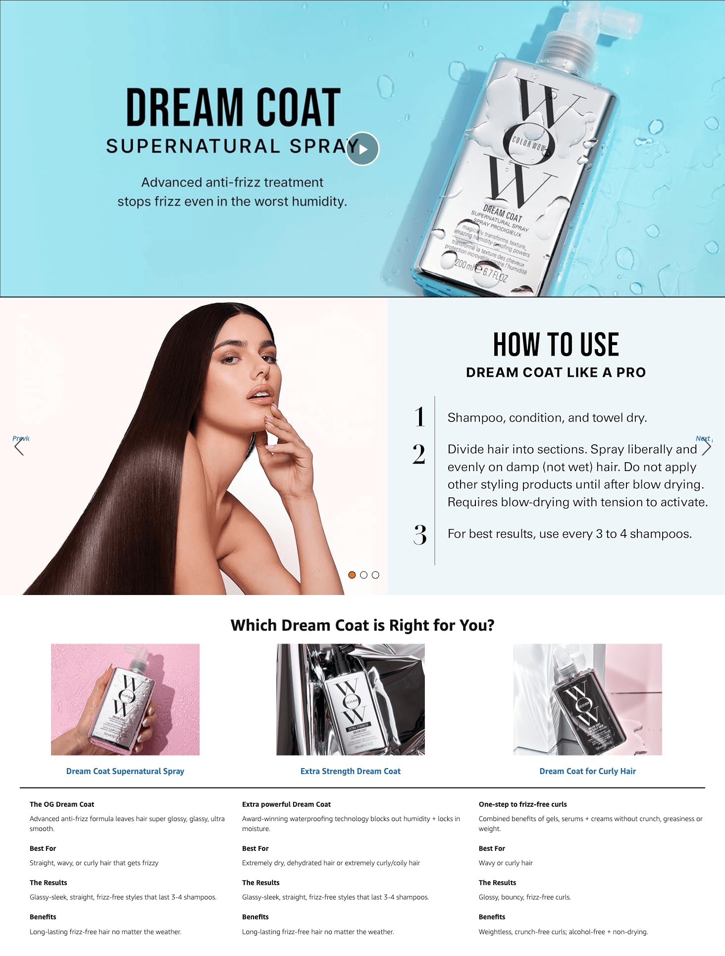 A+ Premium for Amazon.com: COLOR WOW Dream Coat Supernatural Spray