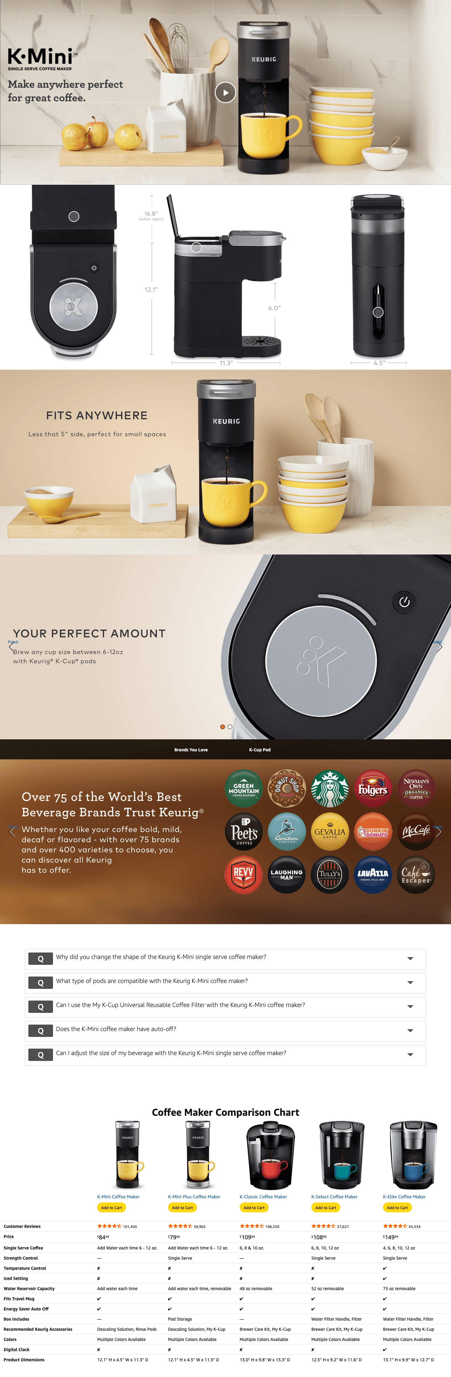 Amazon.com: Keurig K-Mini Single Serve K-Cup Pod Coffee Maker: A+ Premium