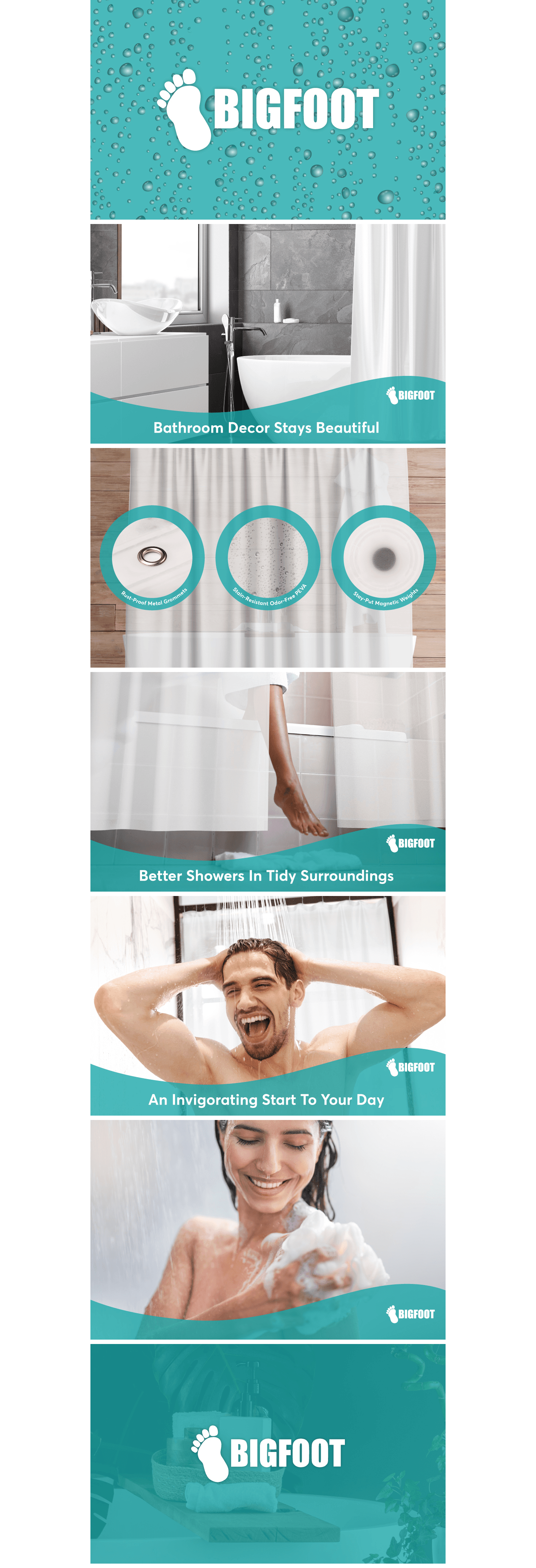 Amazon.com: BigFoot Shower Curtain Liner: A+ Premium
