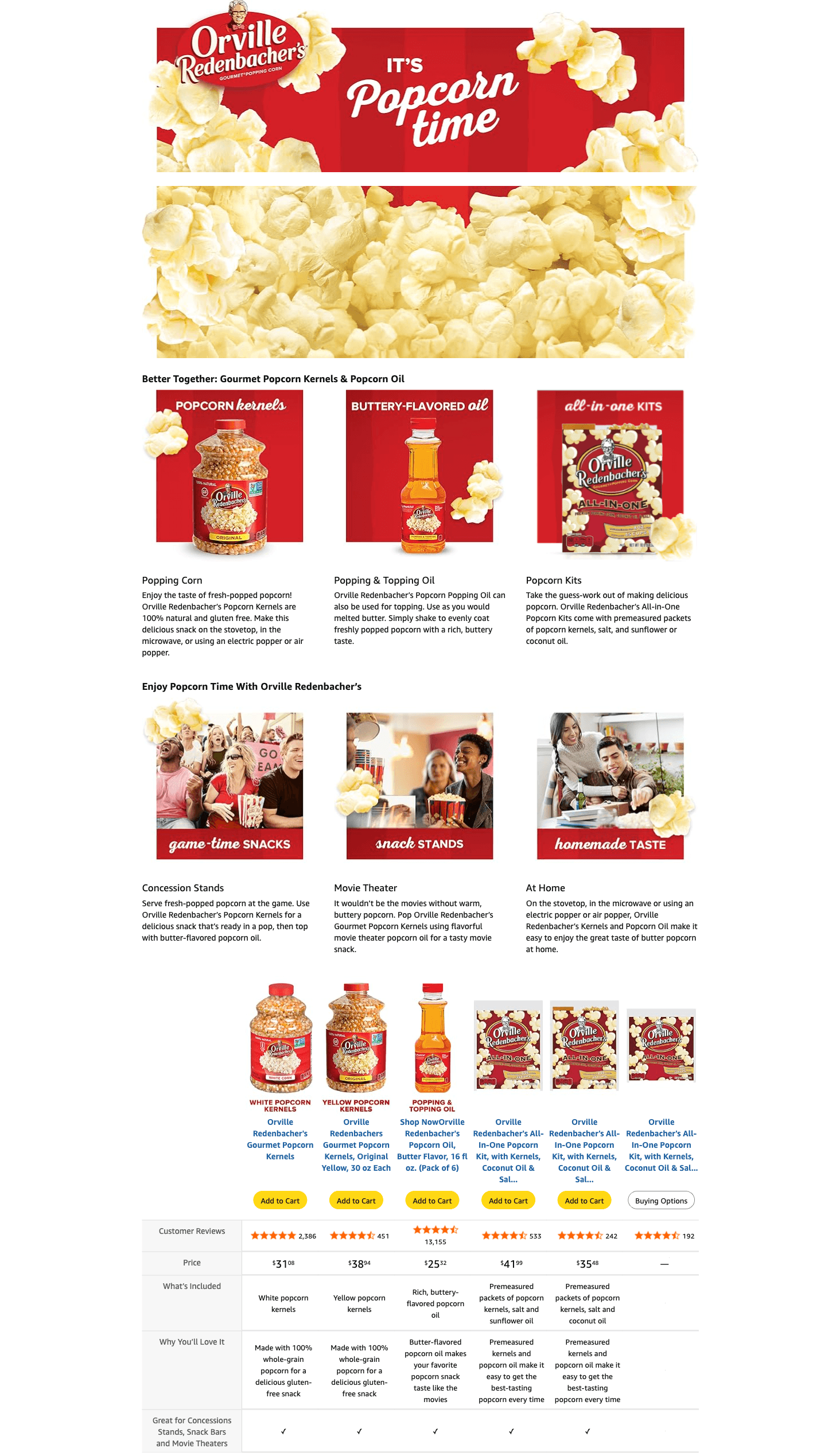 Amazon.com: Orville Redenbacher's Gourmet Popcorn Kernels: A+ Premium