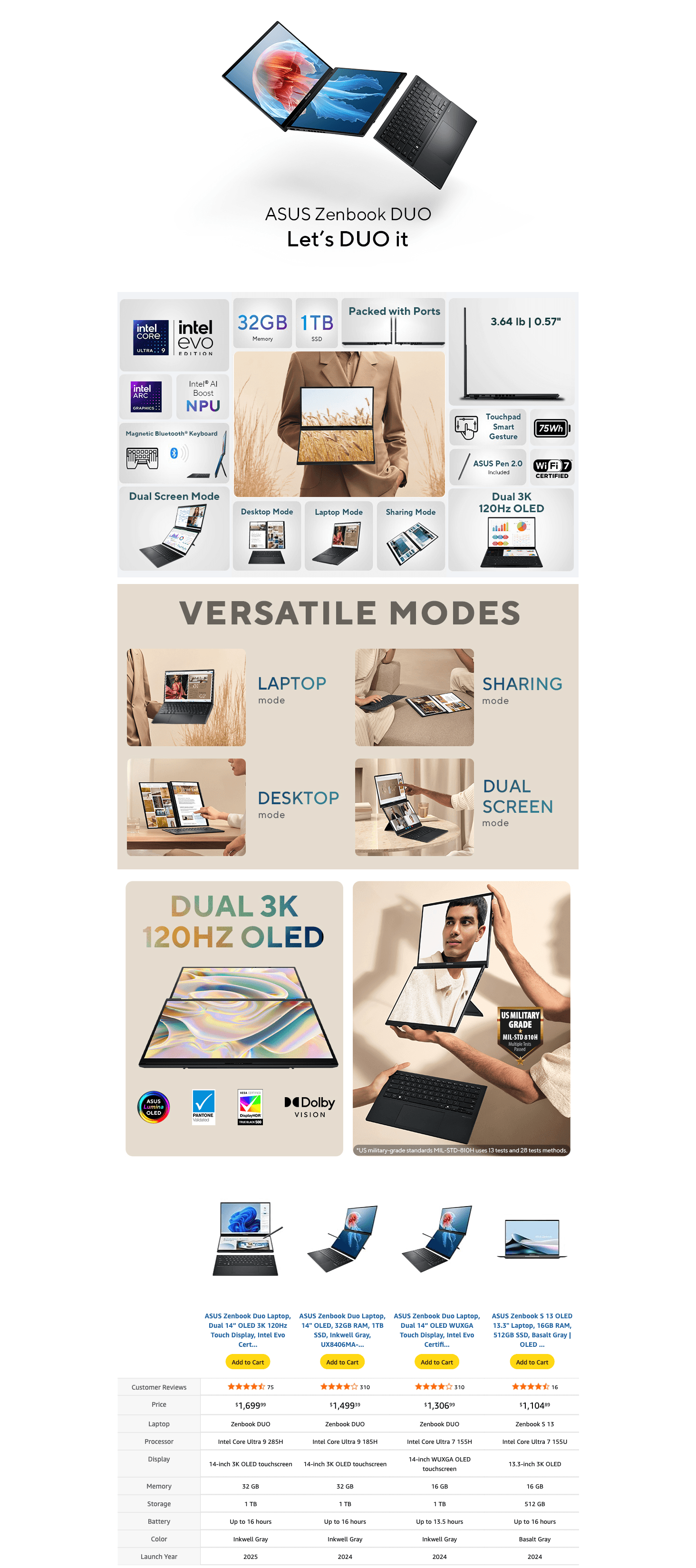 Amazon.com: ASUS Zenbook DUO Laptop: A+ Premium