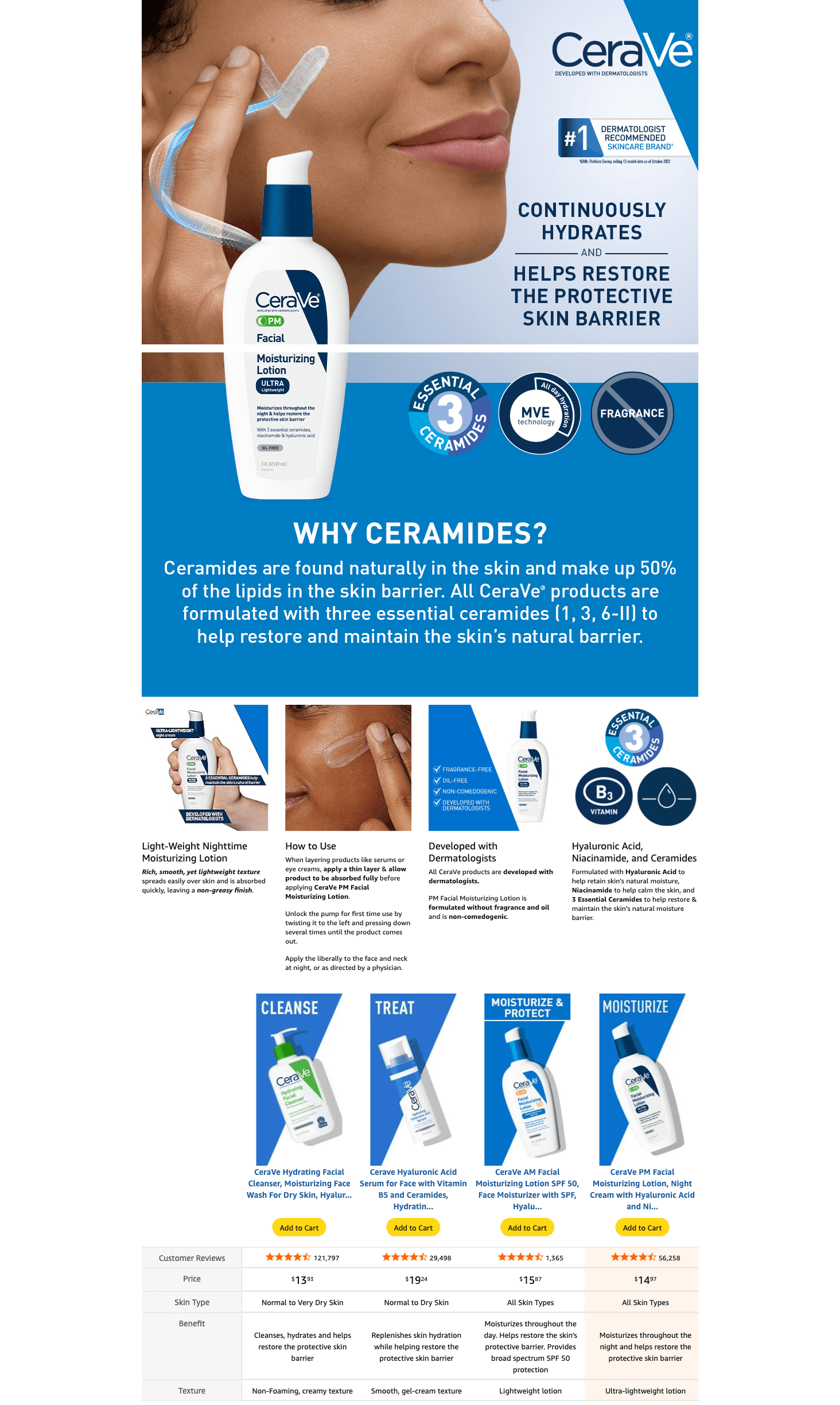 A+ Premium for Amazon.com: CeraVe PM Facial Moisturizing Lotion