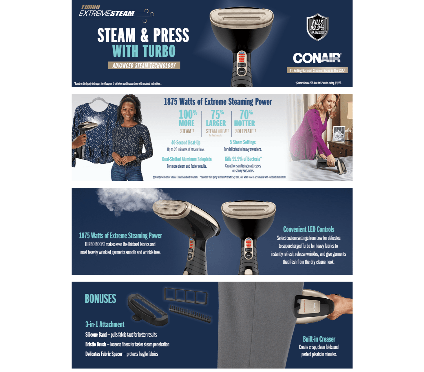 Amazon.com: Conair Handheld Garment Steamer for Clothes: A+ Premium