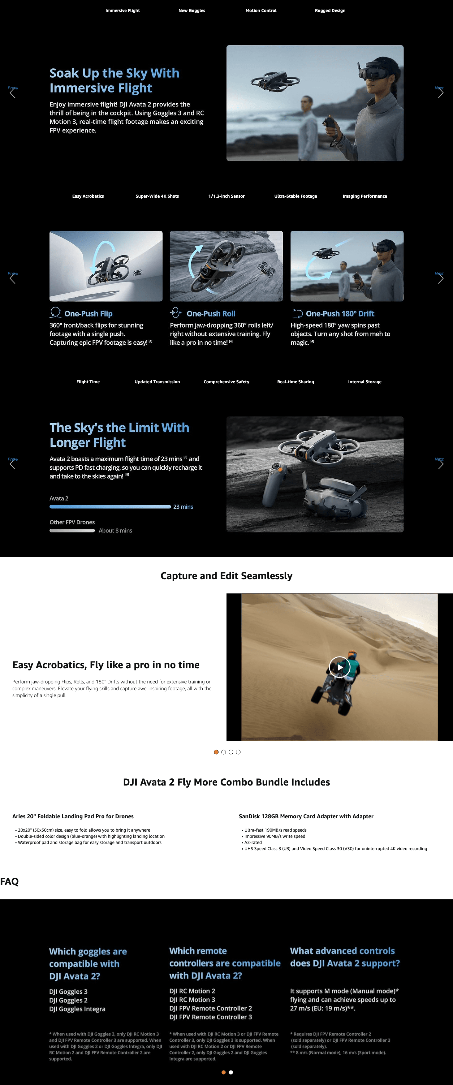 Amazon.com: DJI Avata 2 Fly More Combo (3 Batteries) FPV Drone with Camera 4K: A+ Premium