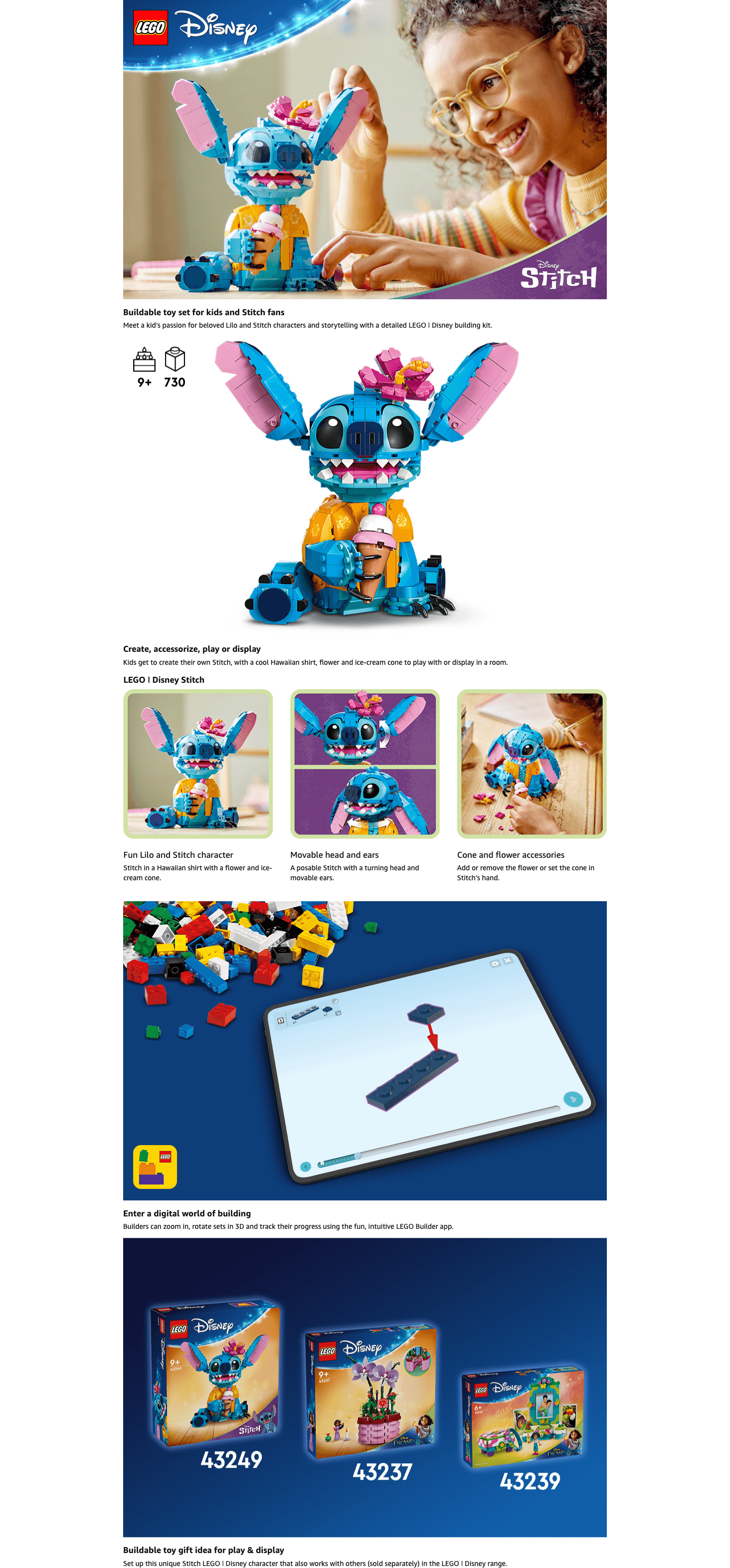 Amazon.com: LEGO Disney Stitch Toy Building Kit: A+ Premium