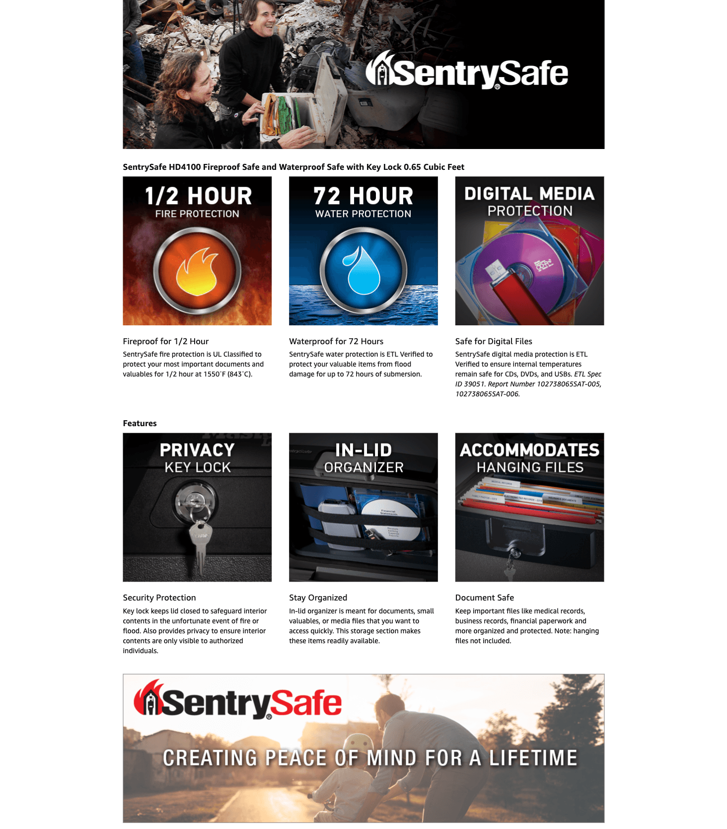 SentrySafe Black Fireproof and Waterproof Safe: A+ Premium