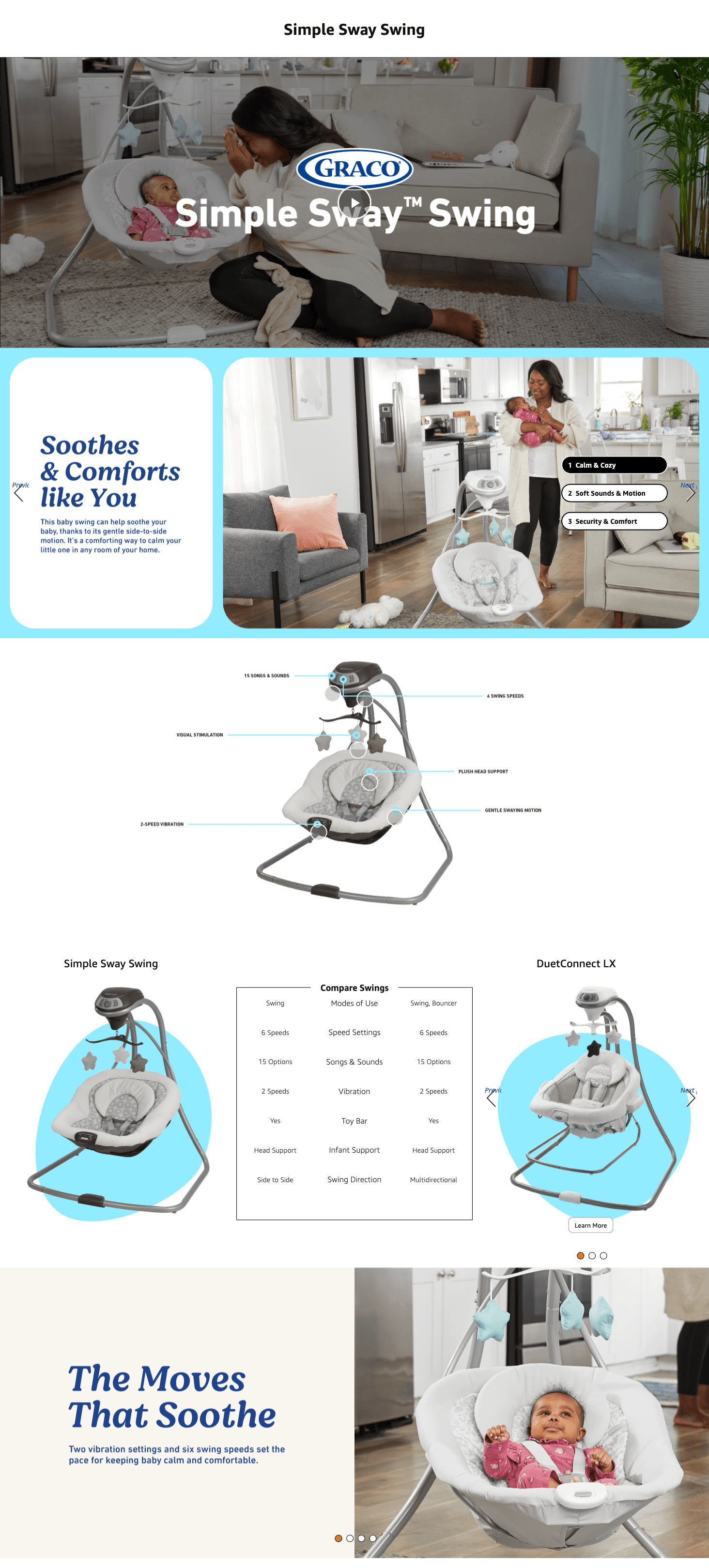 Amazon.com : Graco Simple Sway Swing: A+ Premium
