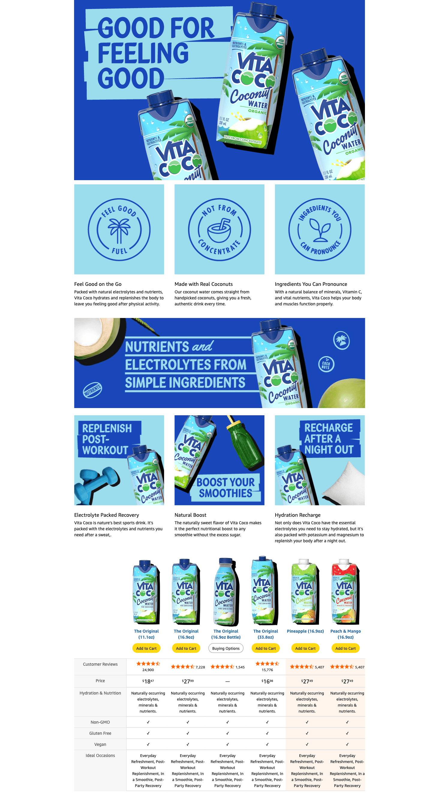 Amazon.com : Vita Coco Coconut Water: A+ Premium