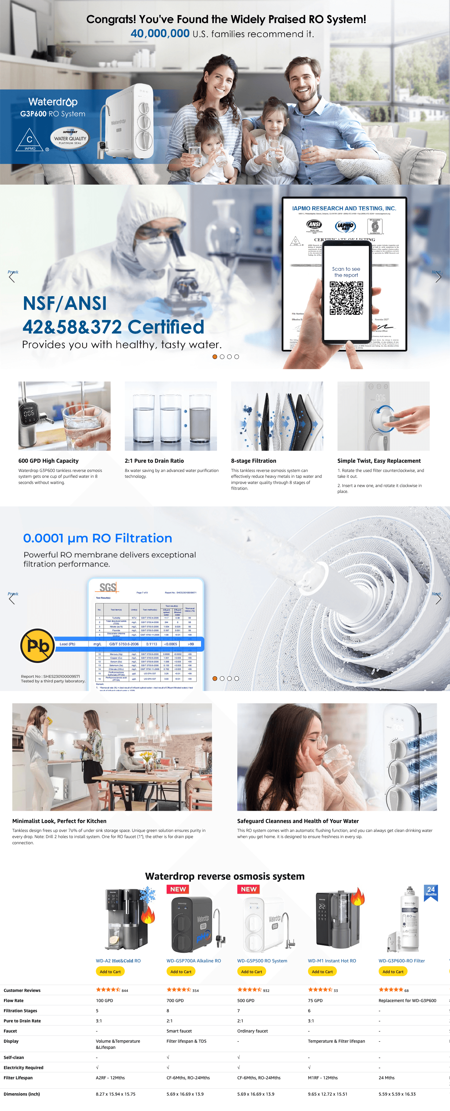 Waterdrop G3P600 Reverse Osmosis System: A+ Premium