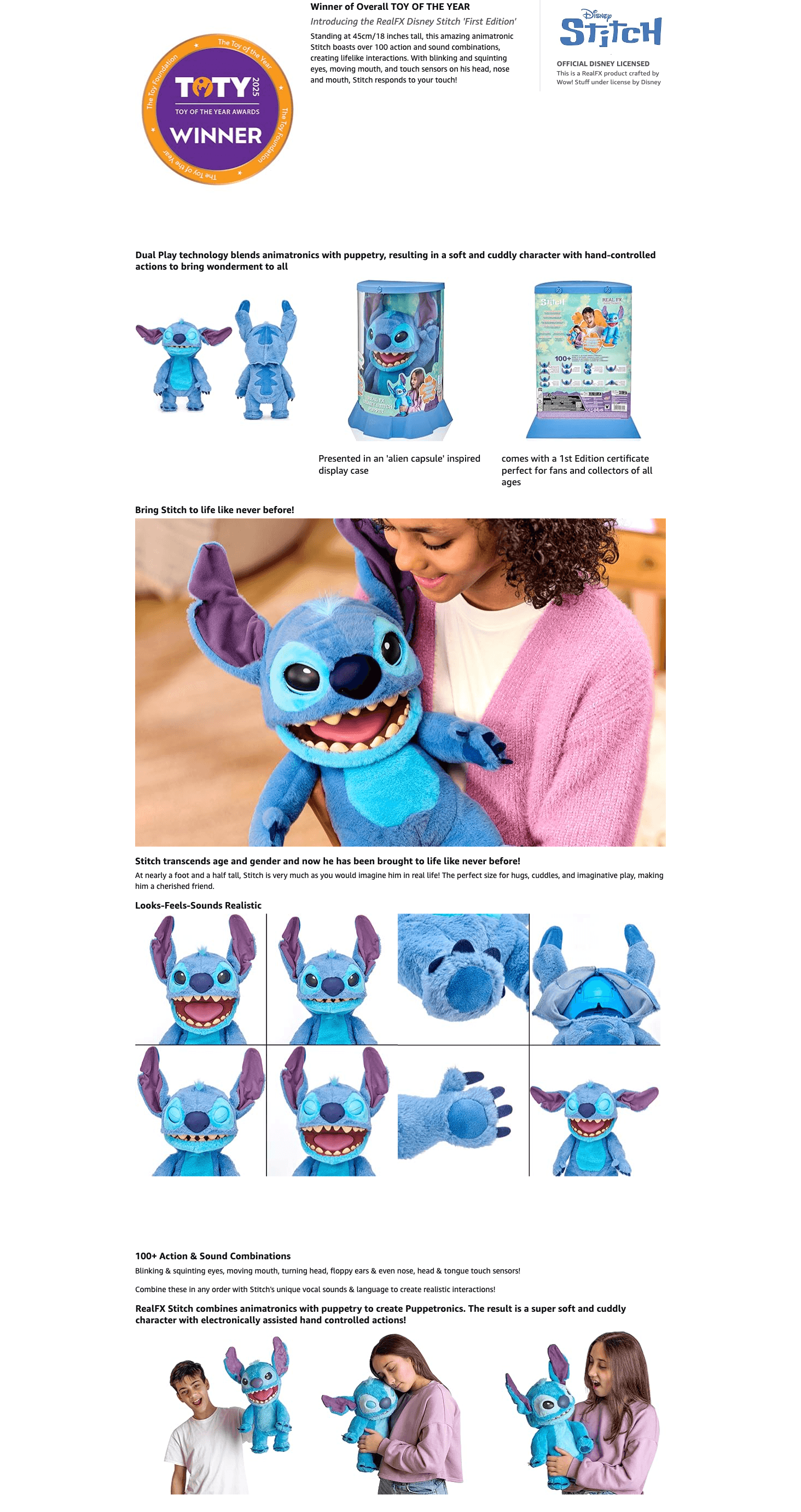 Amazon.com: WOW! Stuff Disney Stitch Puppetronic by RealFX: A+ Premium