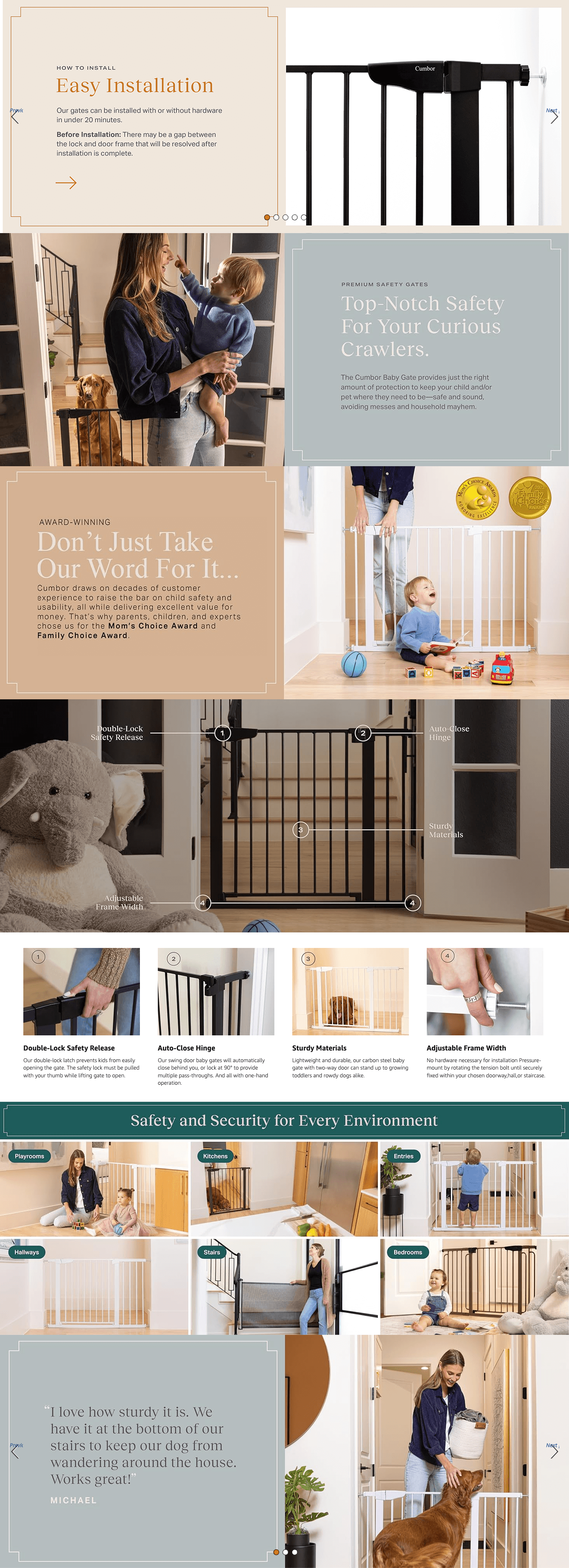 Amazon.com: Cumbor 29.7-46" Baby Gate for Stairs: A+ Premium