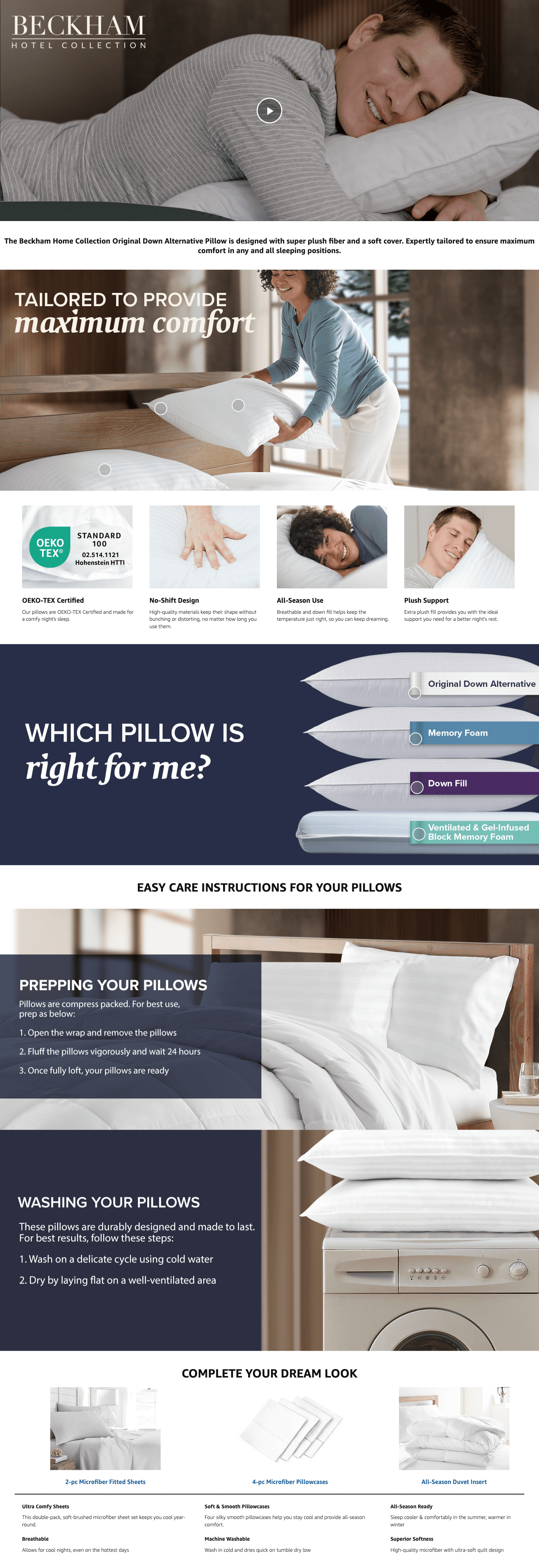 Amazon.com: Beckham Hotel Collection Bed Pillows Standard/Queen Size Set of 2: A+ Premium