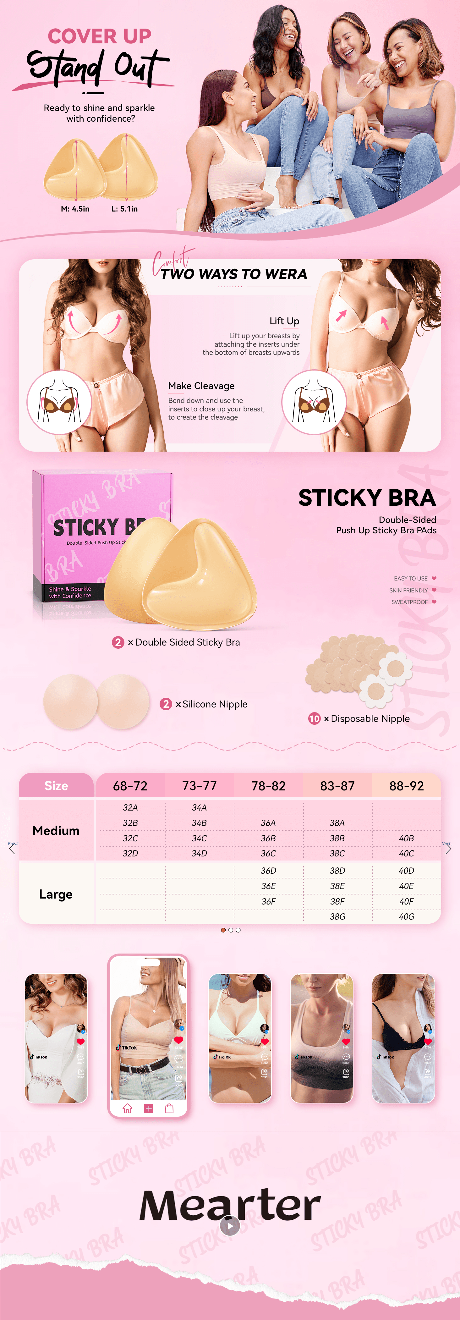 Amazon.com: Ultra Push up Sticky Bra Pads Inserts: A+ Premium