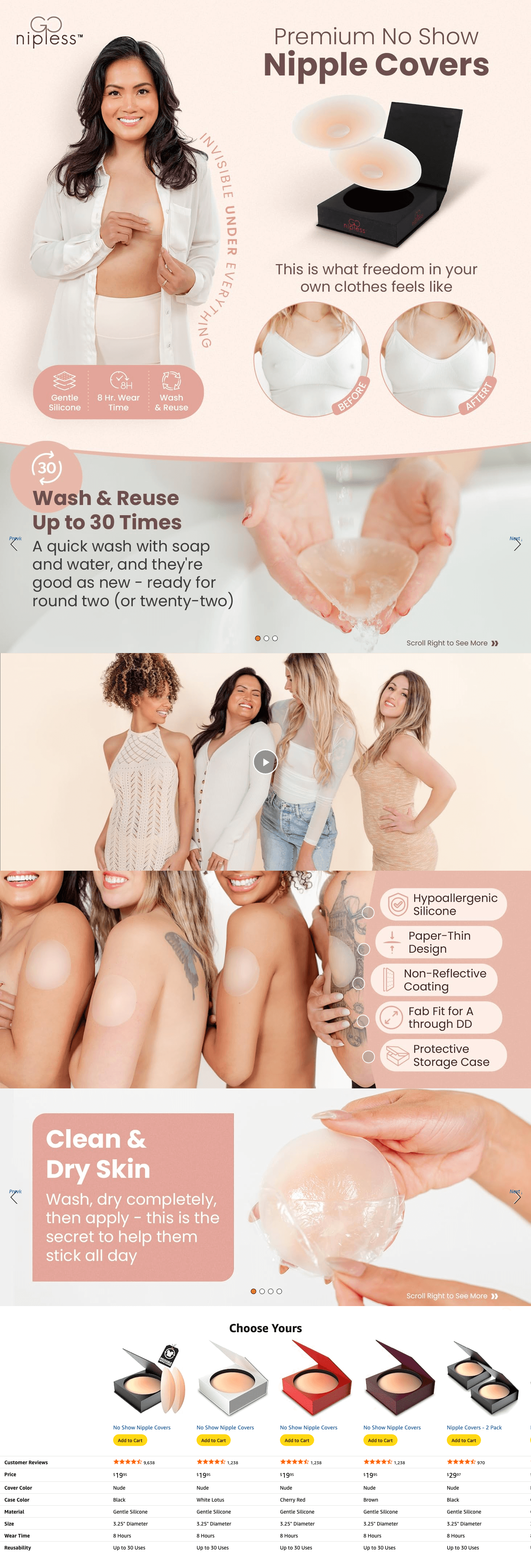 Nipple Covers for Women-Reusable Pasties Nipple Cover-Adhesive Silicone Nipple…: A+ Premium
