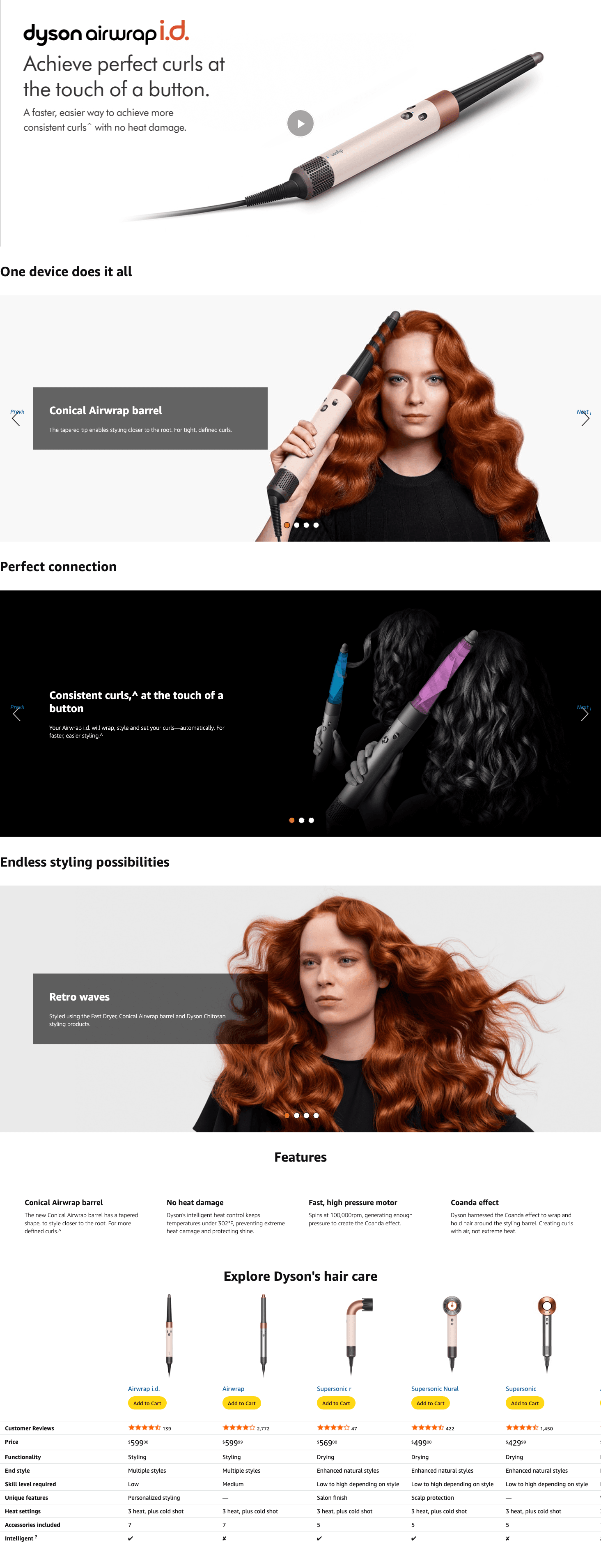 Amazon.com: Dyson Airwrap i.d.™ Multi-Styler and Dryer Straight+Wavy in Ceramic Pink and…: A+ Premium