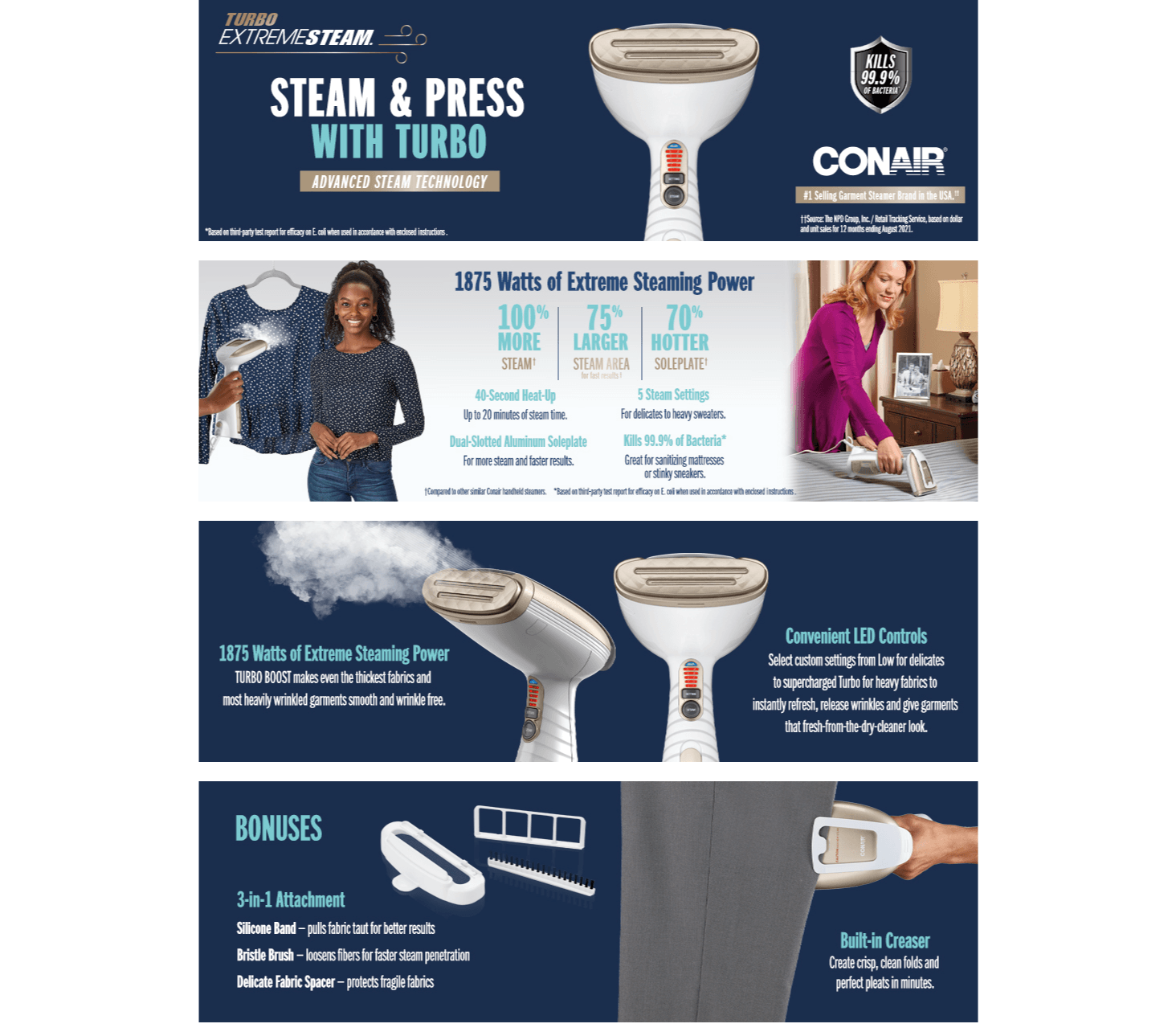 Amazon.com: Conair Handheld Garment Steamer for Clothes: A+ Premium