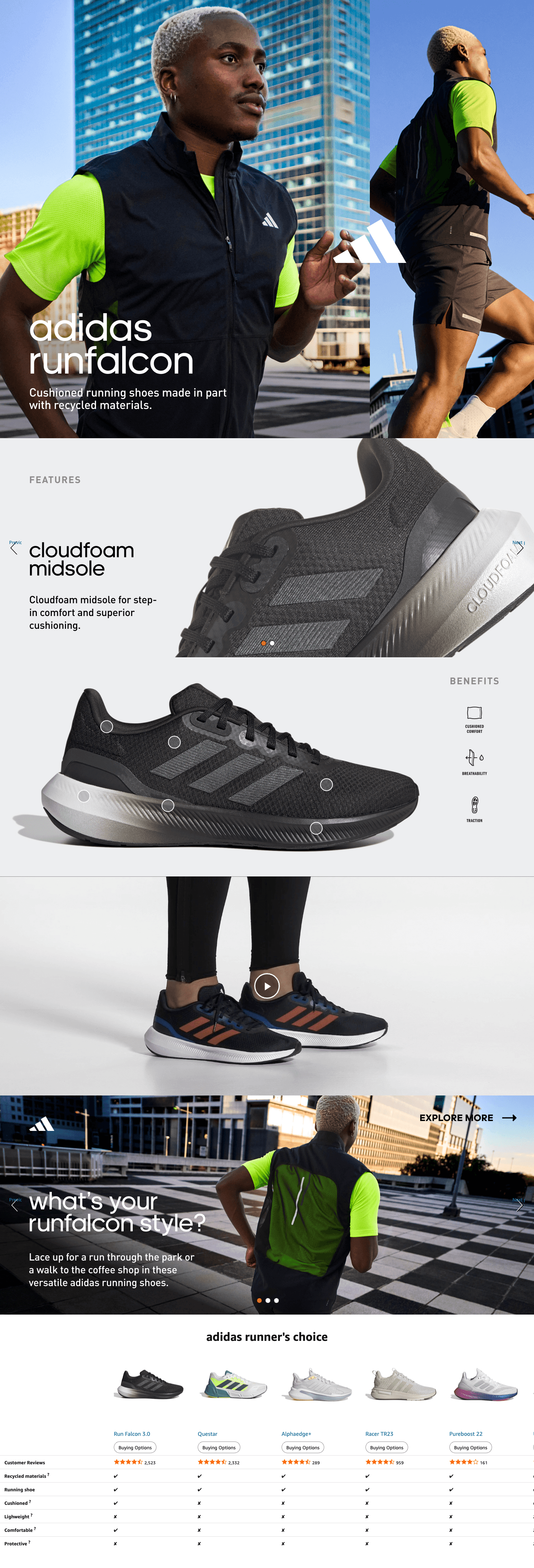 A+ Premium for adidas Men's Runfalcon 5 Running Shoes