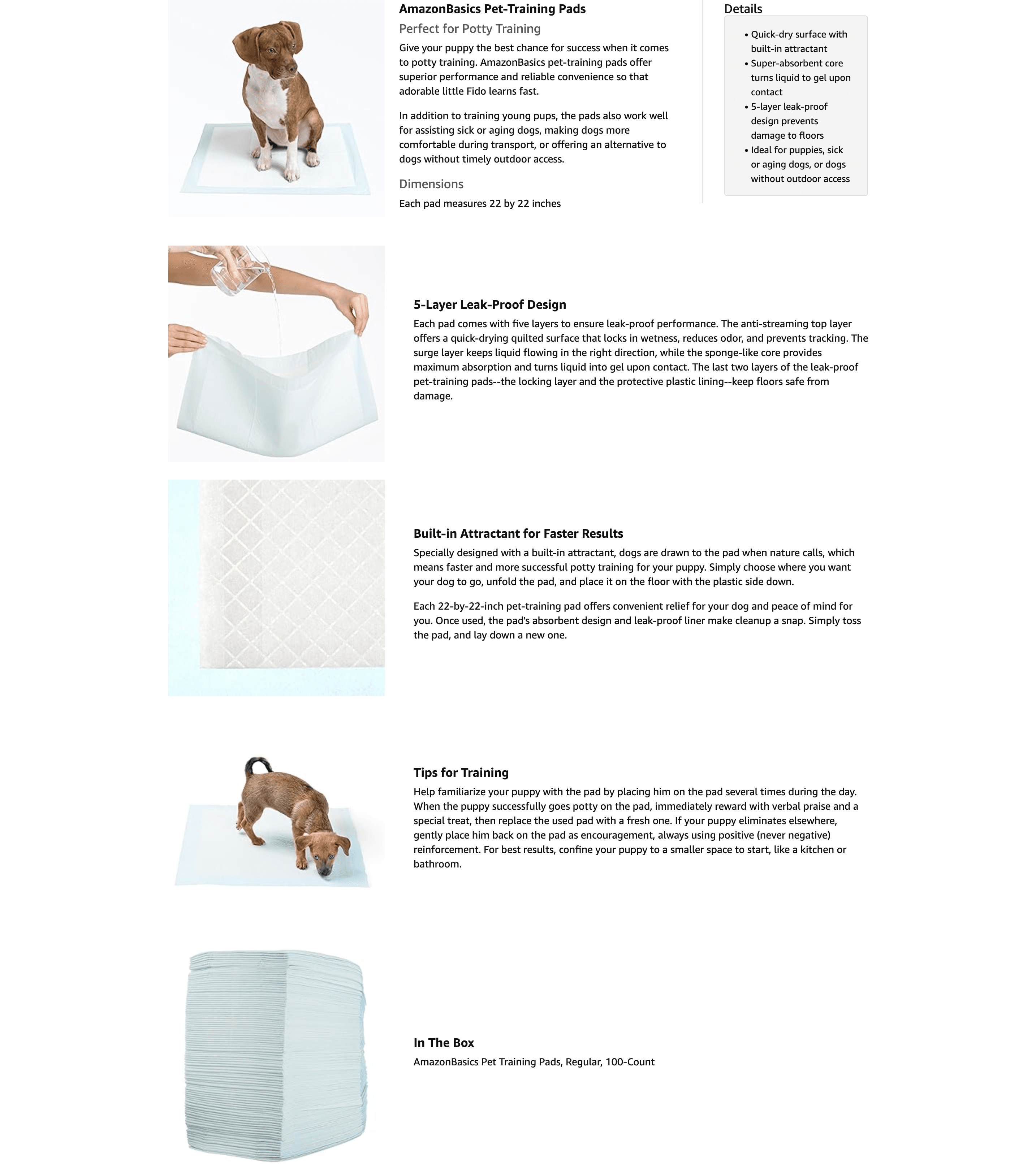 A+ Premium for Amazon.com: Amazon Basics Dog and Puppy Pee Pads with Leak-Proof Quick-Dry Design for…